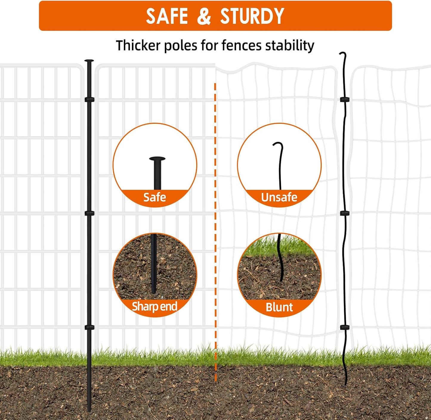10 Panels No Dig Fence with Gate, 32 in(H) X 24 ft(L) Garden Decorative Fence Animal Barrier for Dogs, Rustproof Metal Garden Edging Border for Outdoor, Yard, Patio, Black