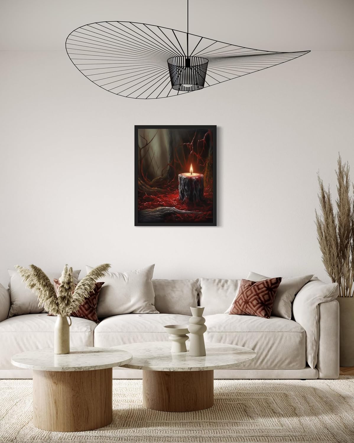 Gothic Candle Poster Art Print, Halloween Scary Vintage Wall Art Academia Spooky Painting Decoration for Horror Prints, Posters Bedroom Decor 89 (Gothic Candle, 8 x 10 inches, Black Frame)