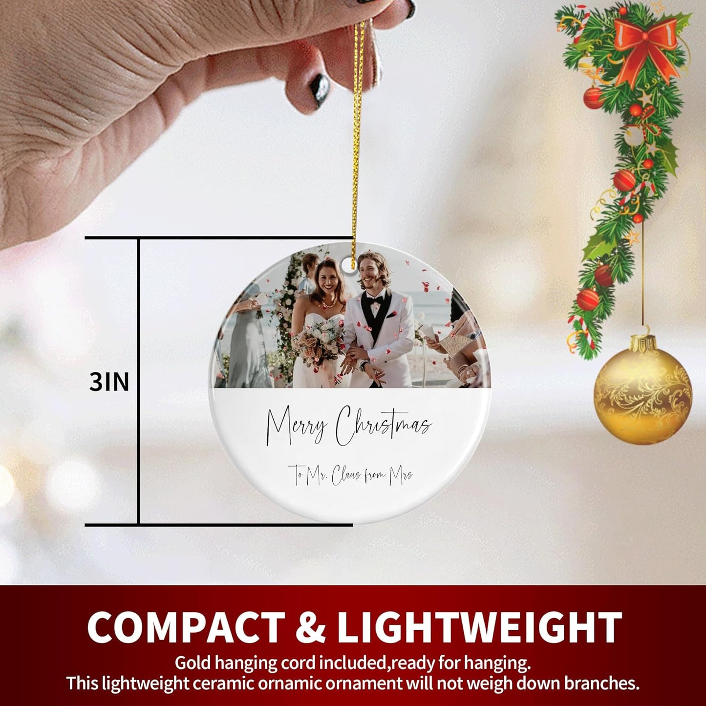 Personalized Christmas Ornaments, Custom Photo & Text 2025 Christmas Tree Ornament, Ideal for Xmas Decorations, Baby Showers, Weddings, Birthdays, Gifts for Mom, Dad, Kids, Pets, Friends