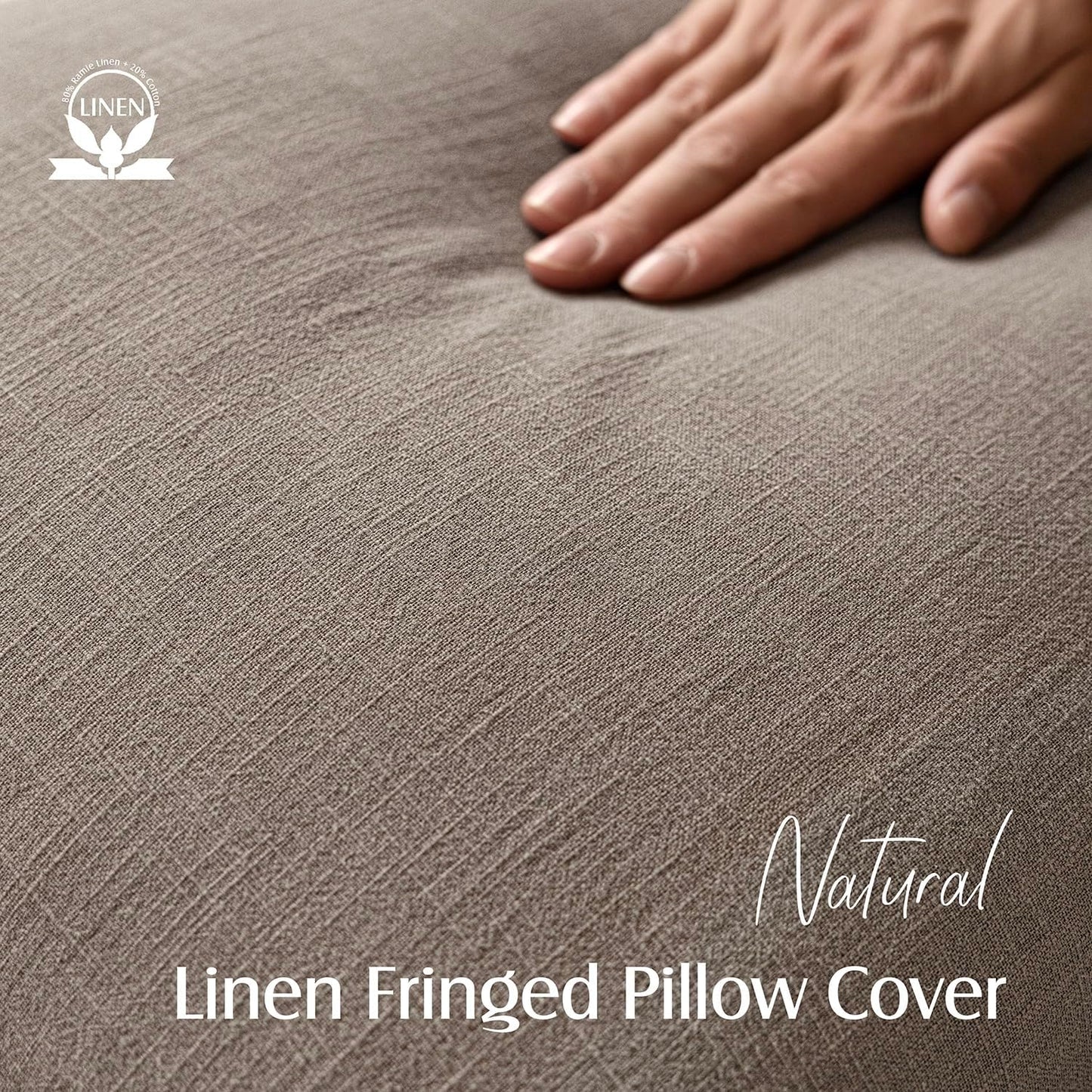 Foindtower Set of 2 Decorative Linen Fringe Throw Pillow Covers Boho Farmhouse Cushion Cover with Tassels Accent Pillowcase for Couch Chair Sofa Bed Living Room Home Decor,22×22 Inch,Brown Tan