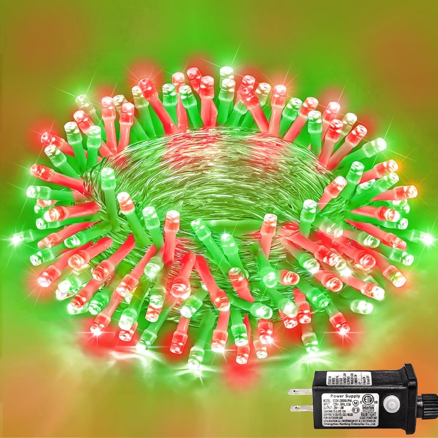 250 LED Christmas Lights Outdoor,82ft Red and Green String Lights for Bedroom Clear Wire, 8 Modes Plug in Waterproof Fairy String Lights with Timer Memory for Tree Christmas Halloween Decorations