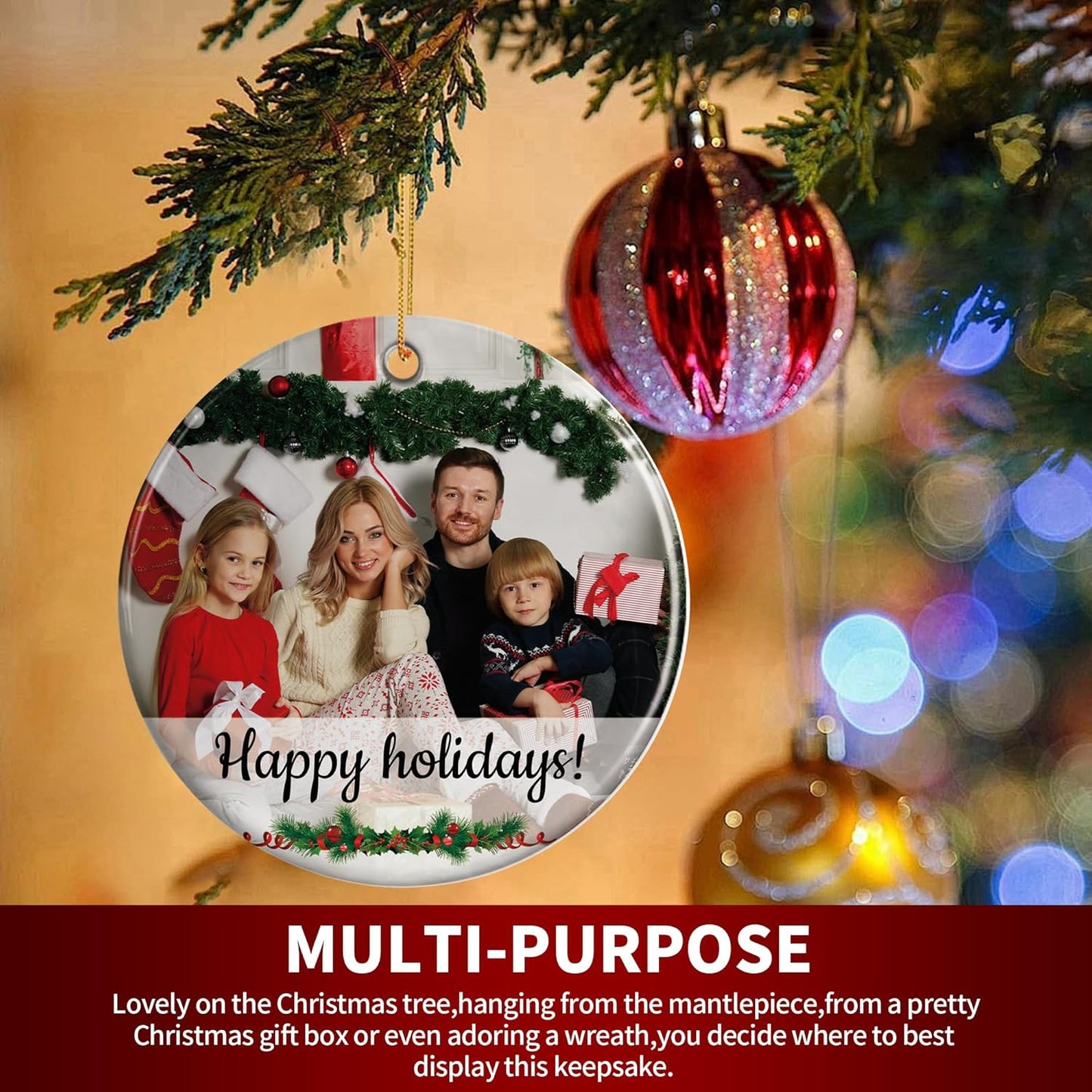 Personalized Christmas Ornaments, Custom Photo & Text 2025 Christmas Tree Ornament, Ideal for Xmas Decorations, Baby Showers, Weddings, Birthdays, Gifts for Mom, Dad, Kids, Pets, Friends