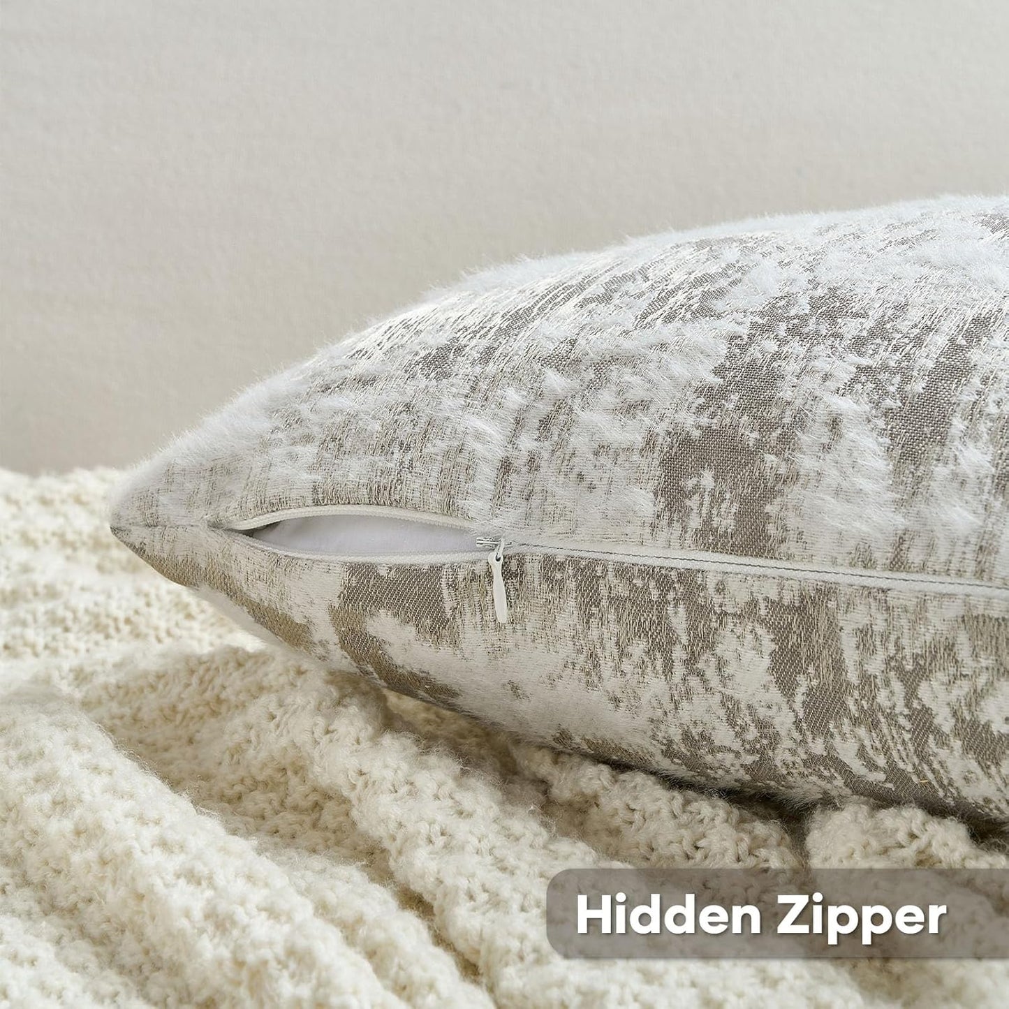 FUTEI Grey White Decorative Throw Pillow Covers 12x20 Inch Set of 2,Soft Faux Cashmere Jacquard - Textured & Cozy Pillow Case,Modern Home Decor for Couch Bed Living Room