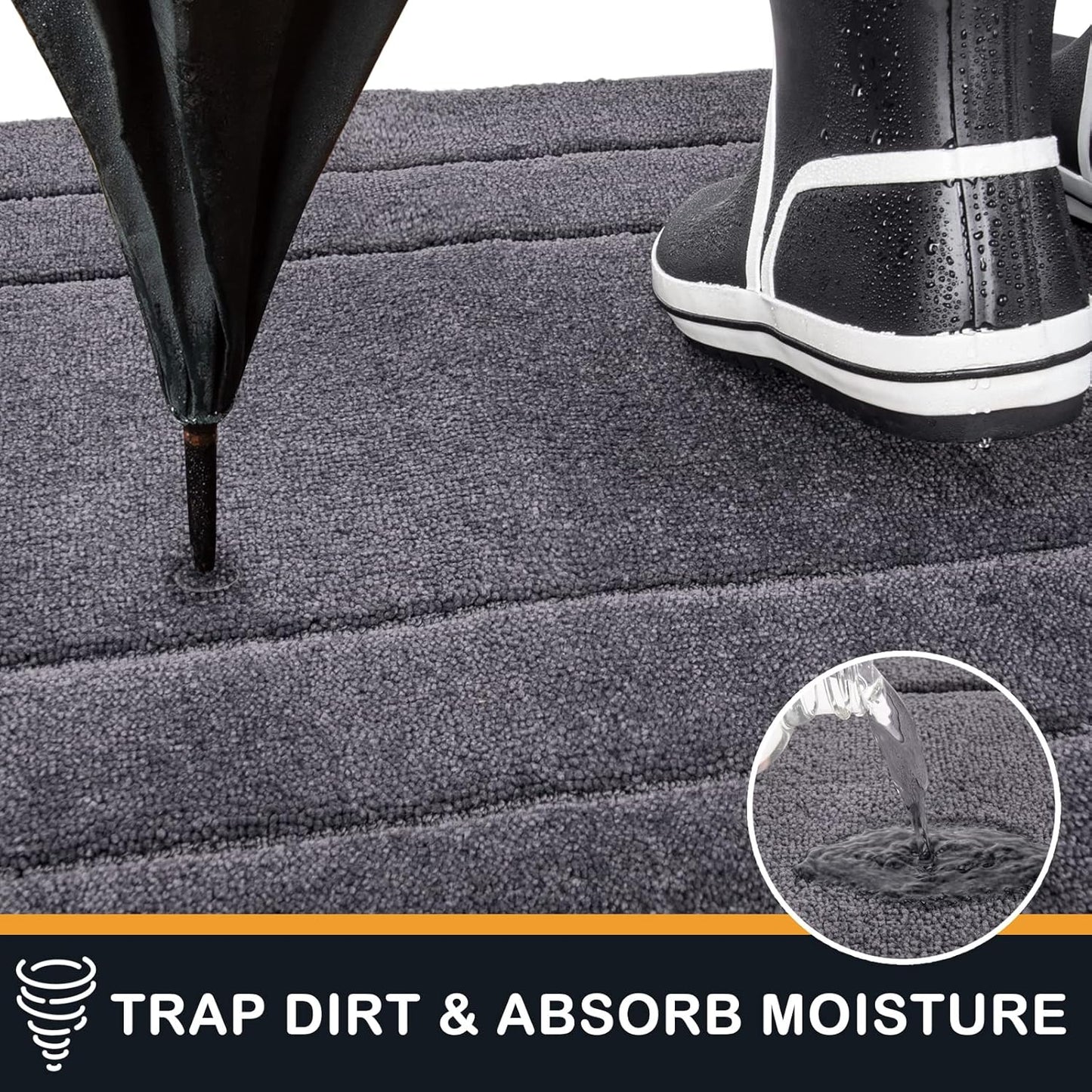 PURRUGS Dirt Trapping Door Mat 34" x 59", Non-Slip/Skid Machine Washable Entryway Area Rug, Dog Doormat, Super Absorbent Welcome Mat for Muddy Wet Shoes and Paws, Grey