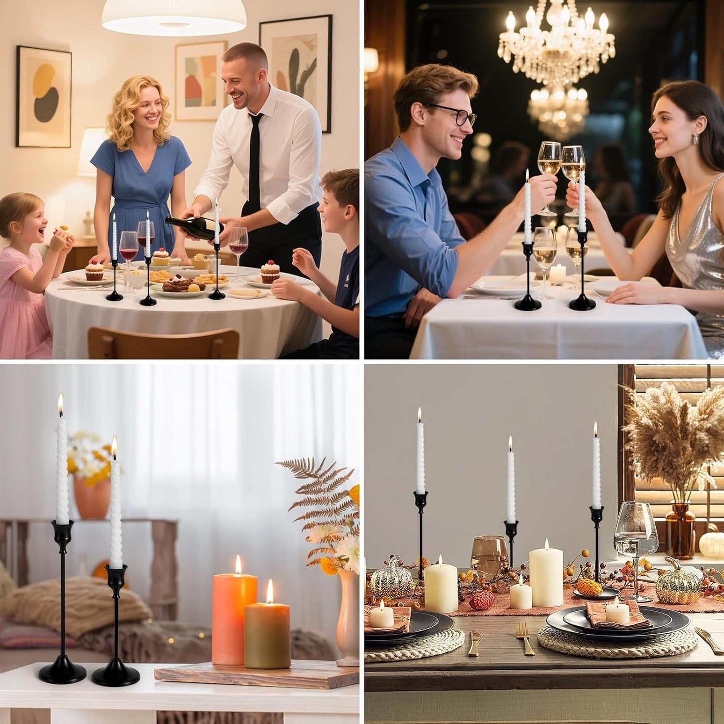 Candlestick Holders, 6PCS Metal Taper Candle Holder, Black Candle Holders for Candlesticks, Candle Holder for Halloween Decorations