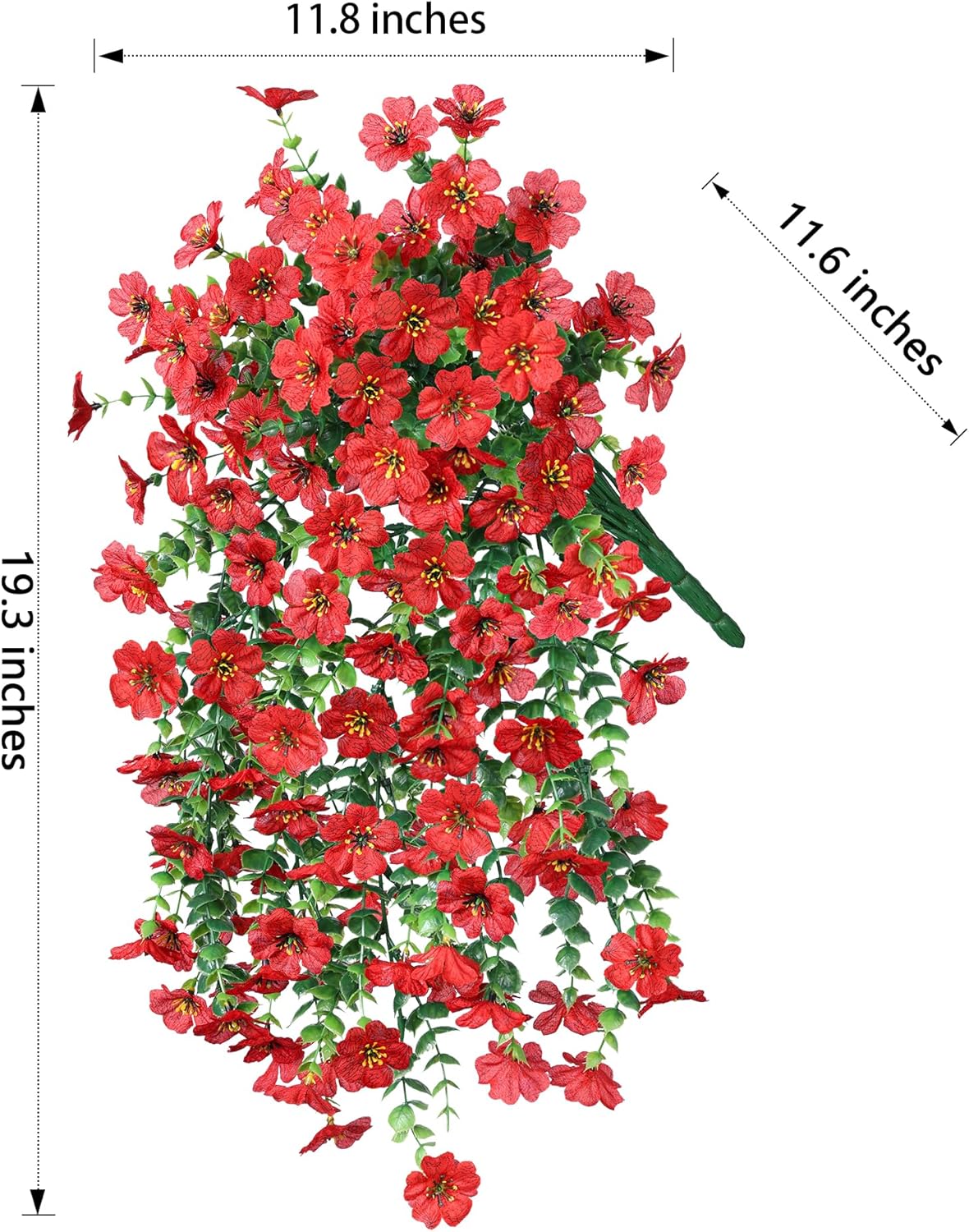 INSPRING Artificial Faux Outdoor Outside Flowers Plants, 2 PCS Fake Silk UV Resistant Look Real Red Daisy Trailing Vines for Front Door Porch Planter Urn Patio Balcony Decoration