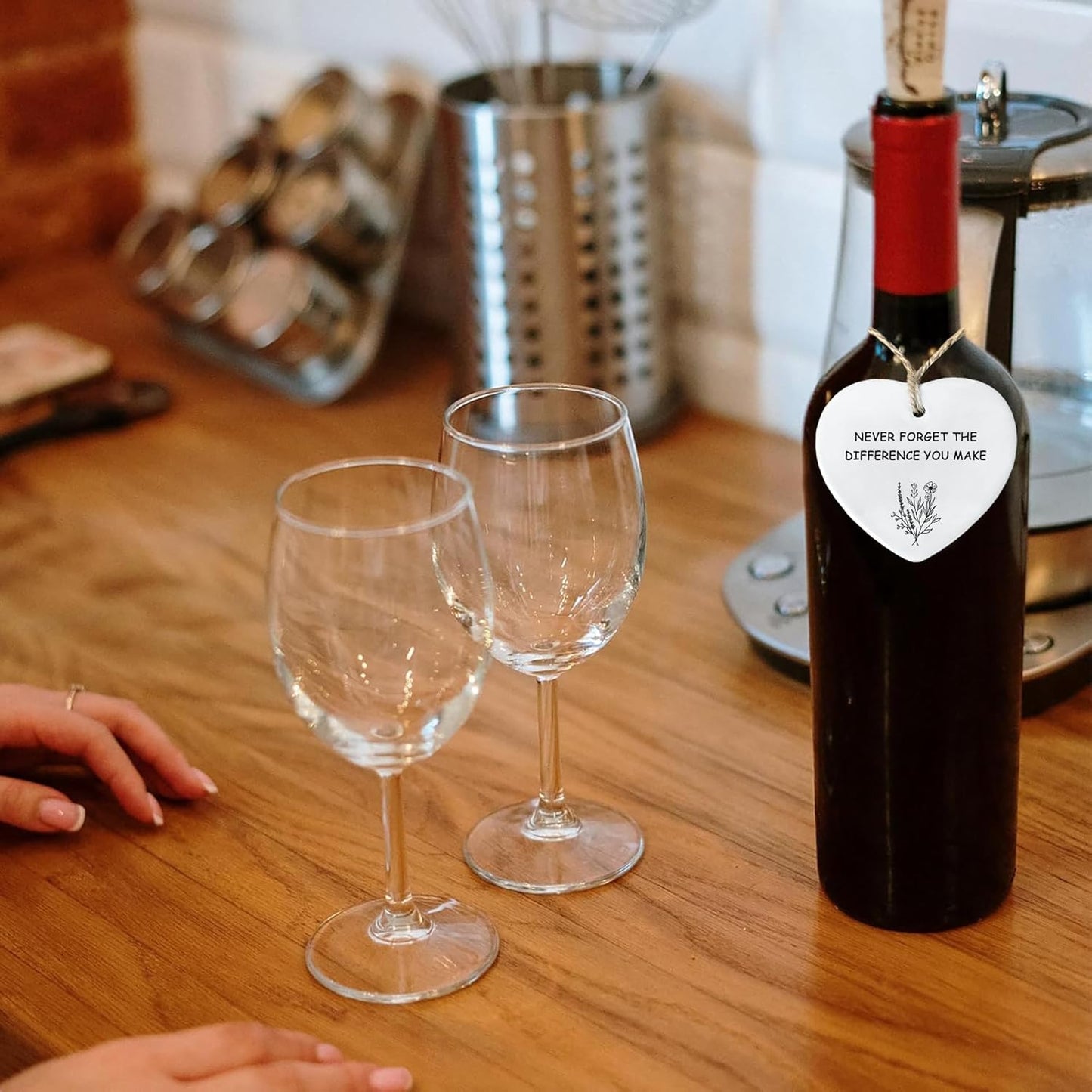 Ceramic Hanging Ornament - Never Forget The Difference You Make, Friendship Gift, Thank You, Love Symbol