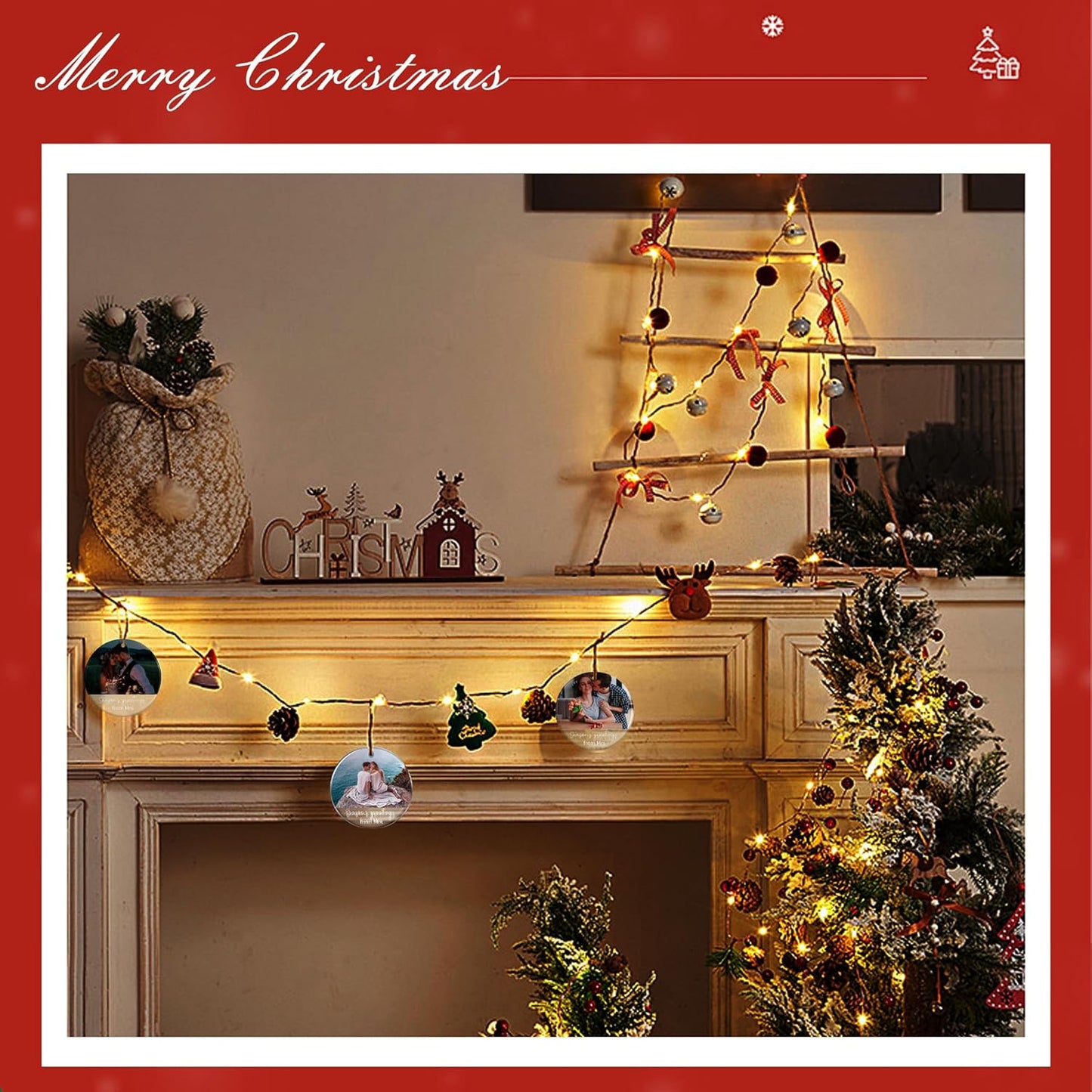 Personalized Christmas Ornaments, Custom Photo & Text 2025 Christmas Tree Ornament, Ideal for Xmas Decorations, Baby Showers, Weddings, Birthdays, Gifts for Mom, Dad, Kids, Pets, Friends