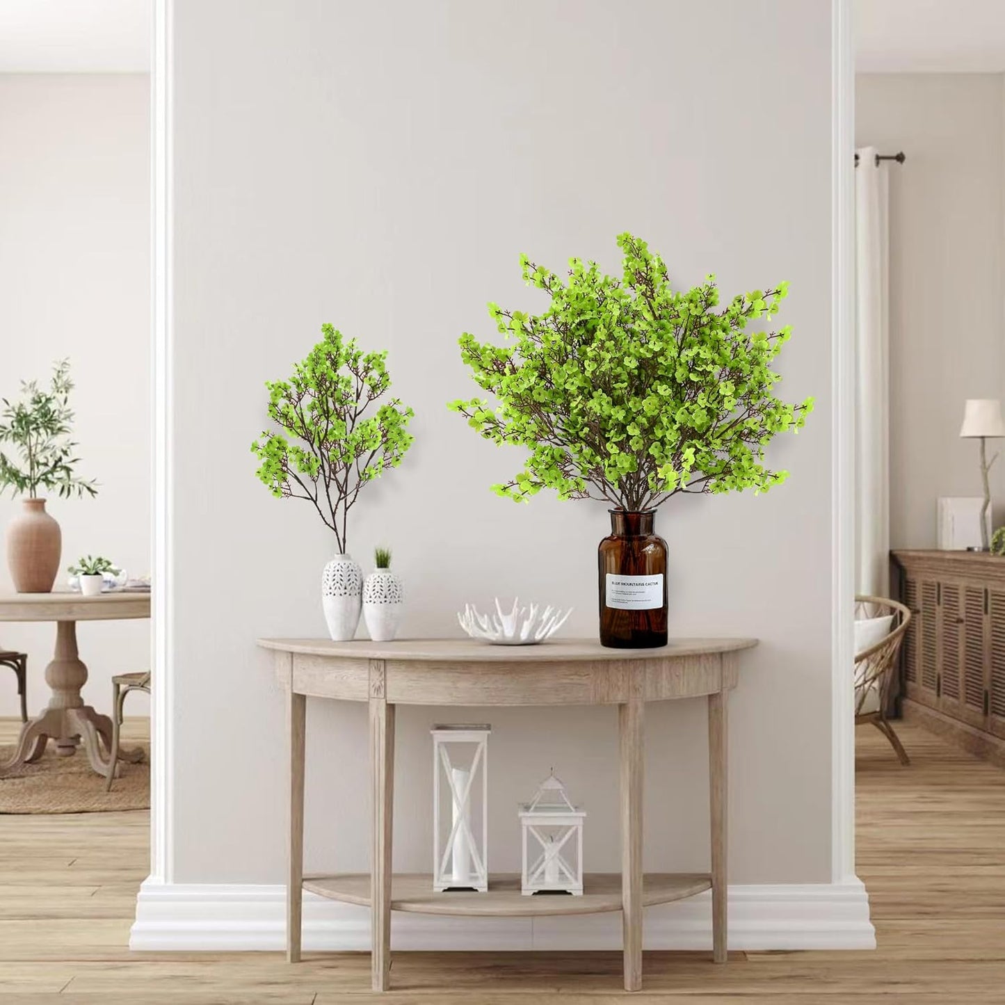 Sggvecsy 10 Pcs Babys Breath Artificial Flowers Gypsophila Bouquets Bulk Real Touch Fake Silk Flowers for Home Wedding DIY Floral Arrangement Kitchen Table Centerpiece Festival Decoration (Green)