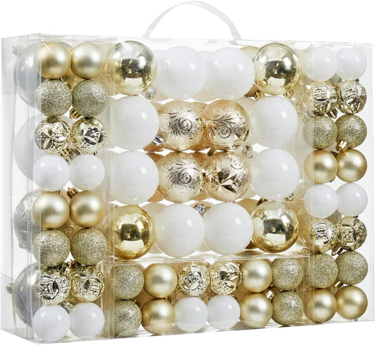 87-Pack Shatterproof Christmas Ball Ornaments Set, Christmas Tree Decorations with Hand-held Gift Package for Xmas Tree Holiday Wedding Party, Champagne