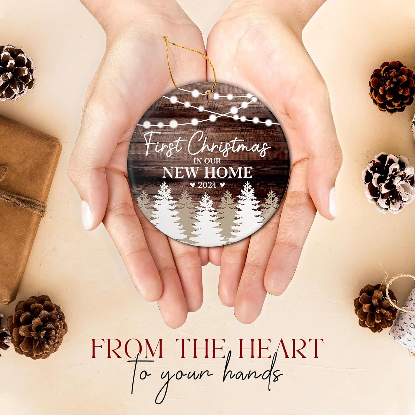First Christmas in New Home Ornament 2024, Housewarming Gifts Ceramic Ornament, New Home Gift Ideas 2024 for Christmas, First Home Presents for Women, Couple