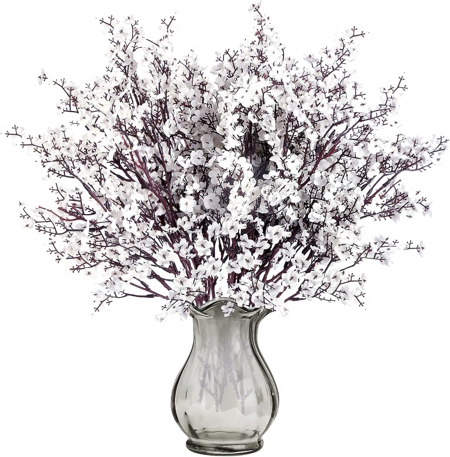 Sggvecsy 10 Pcs Babys Breath Artificial Flowers Gypsophila Bouquets Bulk Real Touch Fake Silk Flowers for Home Wedding DIY Floral Arrangement Kitchen Table Centerpiece Festival Decoration (White)