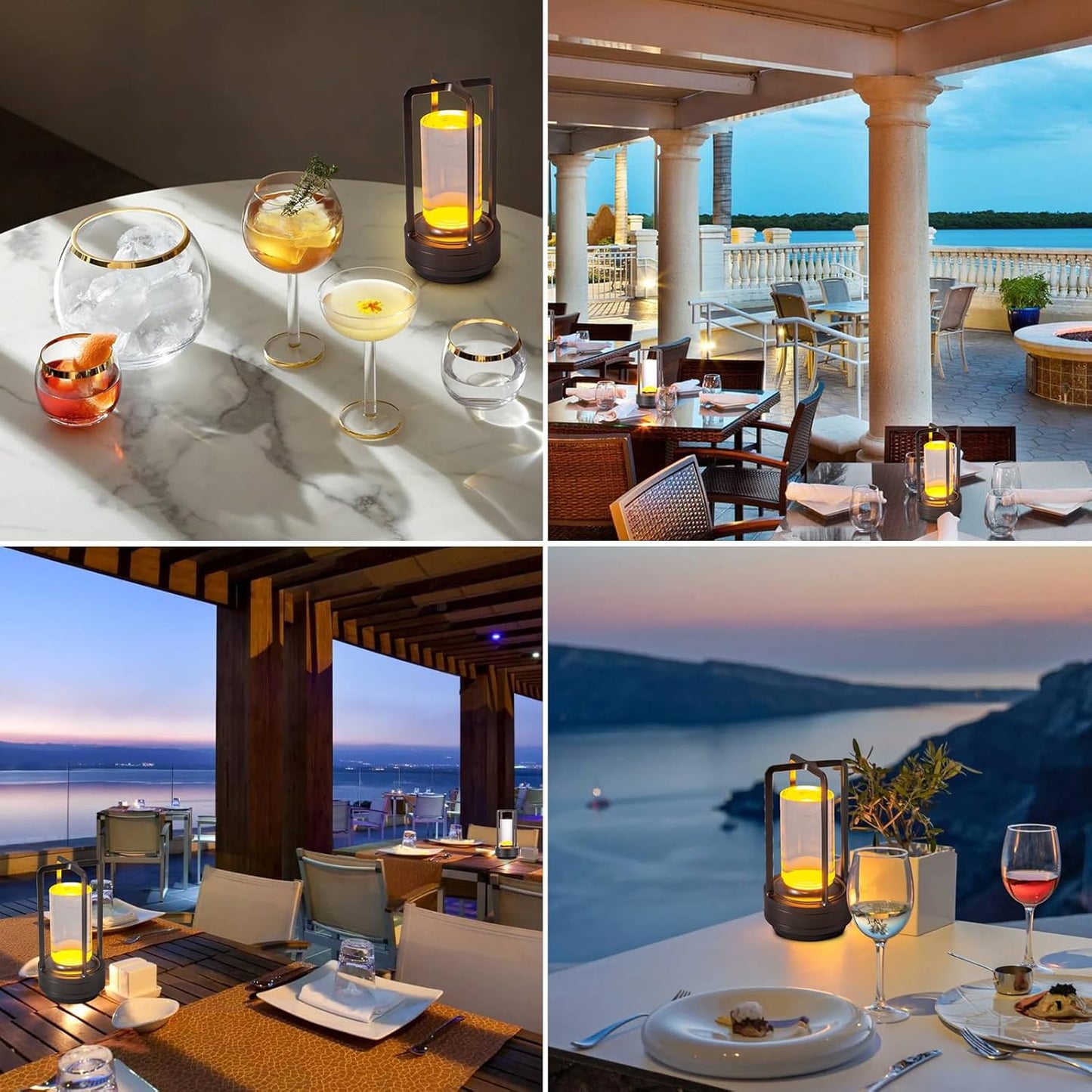 Portable Metal Table Lamp for Indoor/Outdoor ,Rechargeable Cordless LED Lamp, 3-Colour Infinitely Dimming Battery Powered Small Desk Lamp, Restaurant/Bedroom/Bar/Coffee Shop/Camping Light (Grey)