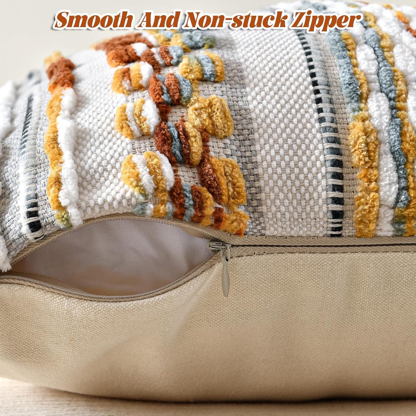 AmHoo Set of 2 Chenille Striped Textured Boho Throw Pillow Covers Aesthetic with Tassels Woven Decorative Pillow Case for Couch Bed Sofa Bedroom Modern Funky 18 x 18-Inch Brown