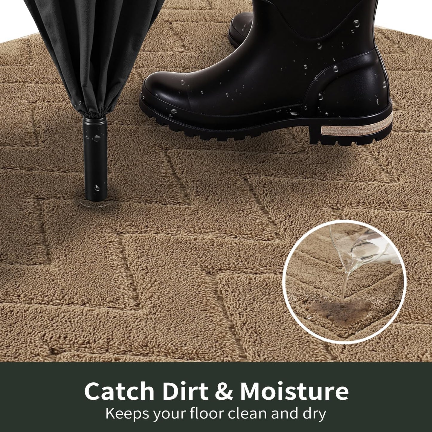 Stiio Dirt Trapper Door Mat 24x35.5 Inches, Front Doormat Indoor Outdoor Entrance Low Pile, All-Season, All-Weather Absorbent Entry Rug, Washable Non Slip Rug for Entryway, Brown