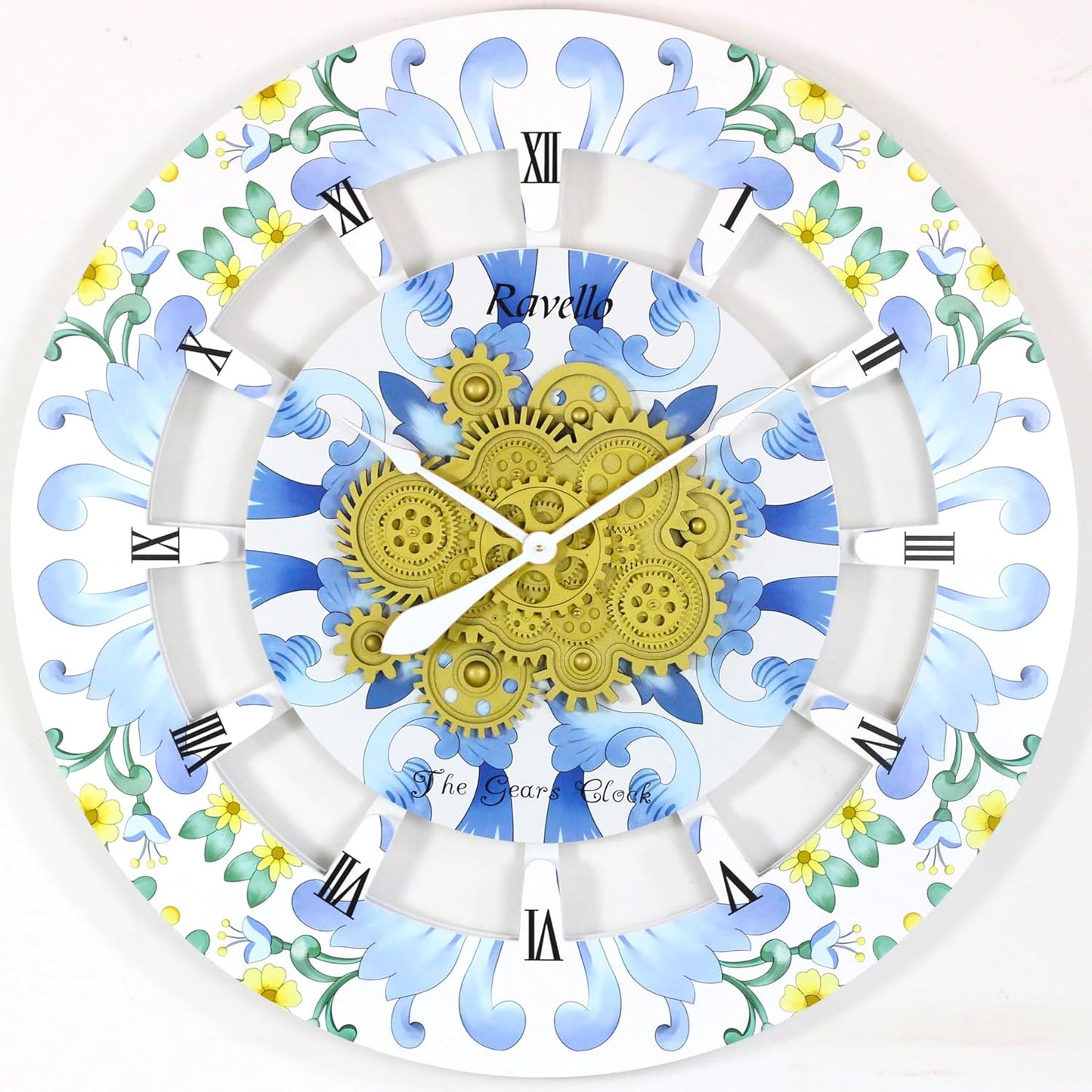 The Gears Clock Wall Clock Italy Collection with Moving Gears (Ravello, 36 inch Round)