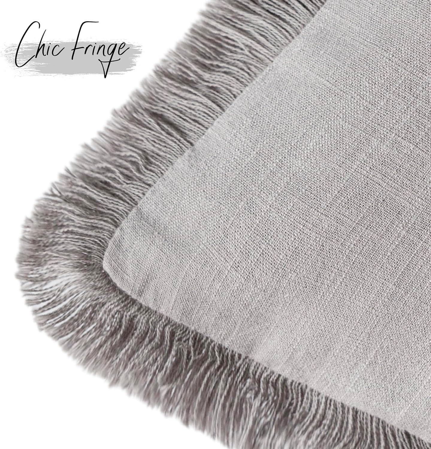 Foindtower Set of 2 Decorative Linen Fringe Throw Pillow Covers Cozy Boho Farmhouse Cushion Cover with Tassels Accent Pillowcase for Couch Sofa Bed Living Room Home Decor,26×26 Inch,Light Rustic Gray