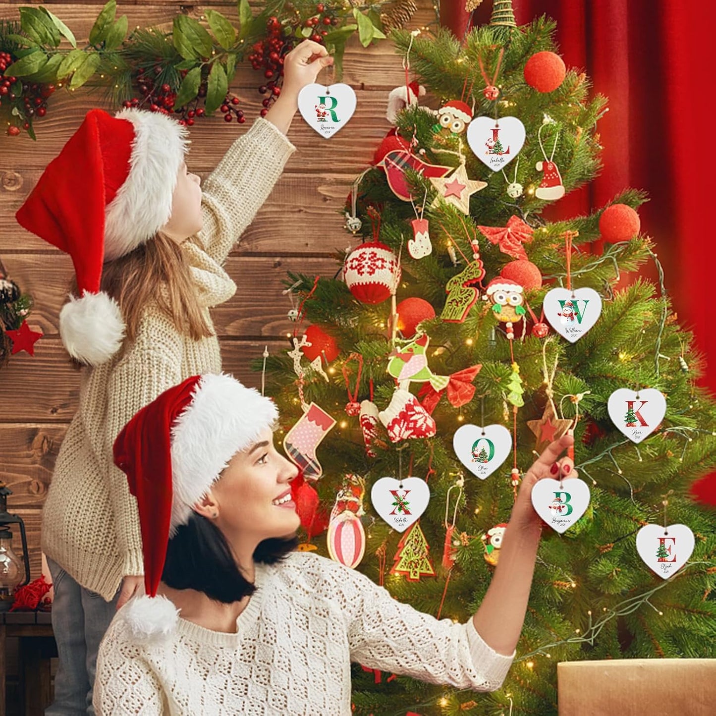 Name Ornaments for Christmas Tree, Personalized Christmas Ornaments, Custom Initial A-Z Monogram Ceramic Ornament 2025, Customized Gifts, Stocking Name Tags