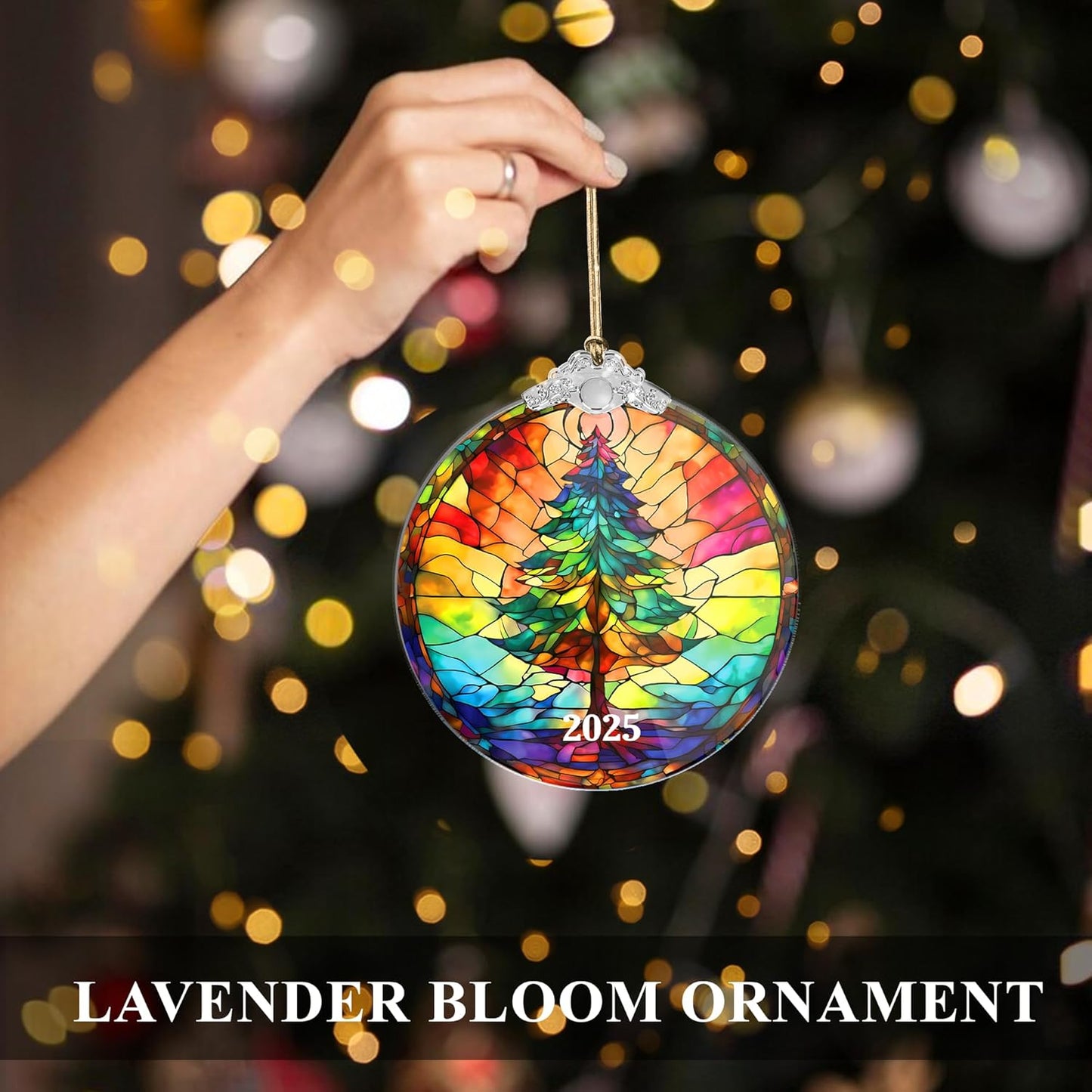 2025 Christmas Ornament, Stained Glass Effections, Christmas Tree 2D Acrylic Ornament Art, White Elephant Gifts, Christmas Ornament, Tree Ornaments, Christmas Decor (Christmas Tree)
