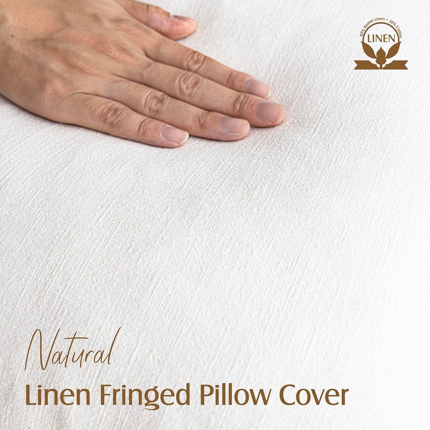 Foindtower Set of 2 Decorative Linen Fringe Throw Pillow Covers Cozy Boho Farmhouse Cushion Cover with Tassels Soft Accent Pillowcase for Couch Sofa Bed Living Room Home Decor,22×22 Inch,White