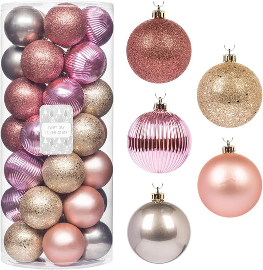 Every Day is Christmas Ornaments, Shatterproof Christmas Tree Ornament Set, Christmas Balls Decoration 35 Count (2.75"/70mm, Gold Iridium)