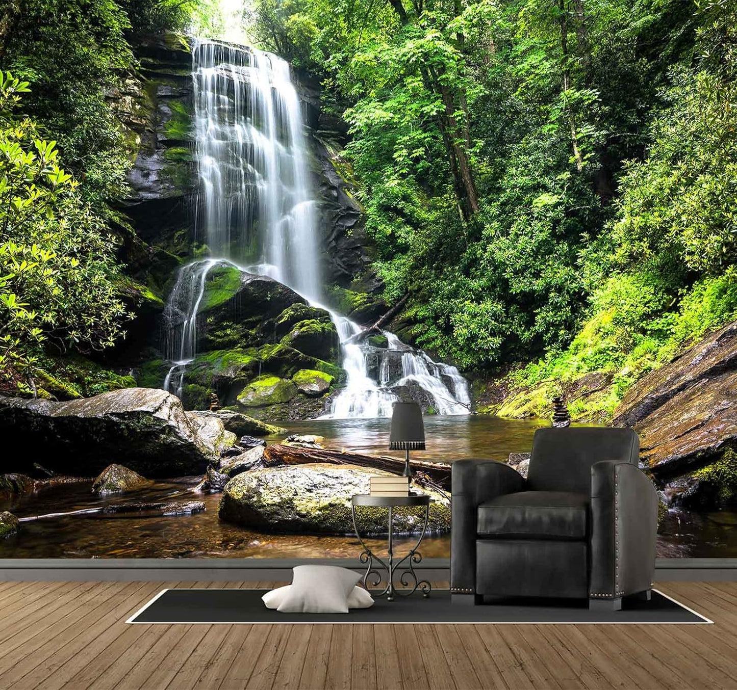 195''x120''Cascading Waterfalls in Forest Wall Mural Large Wallpaper Mural Wall Decor for Bedroom, Living Room, Kids Room(Not Self-Adhesive)