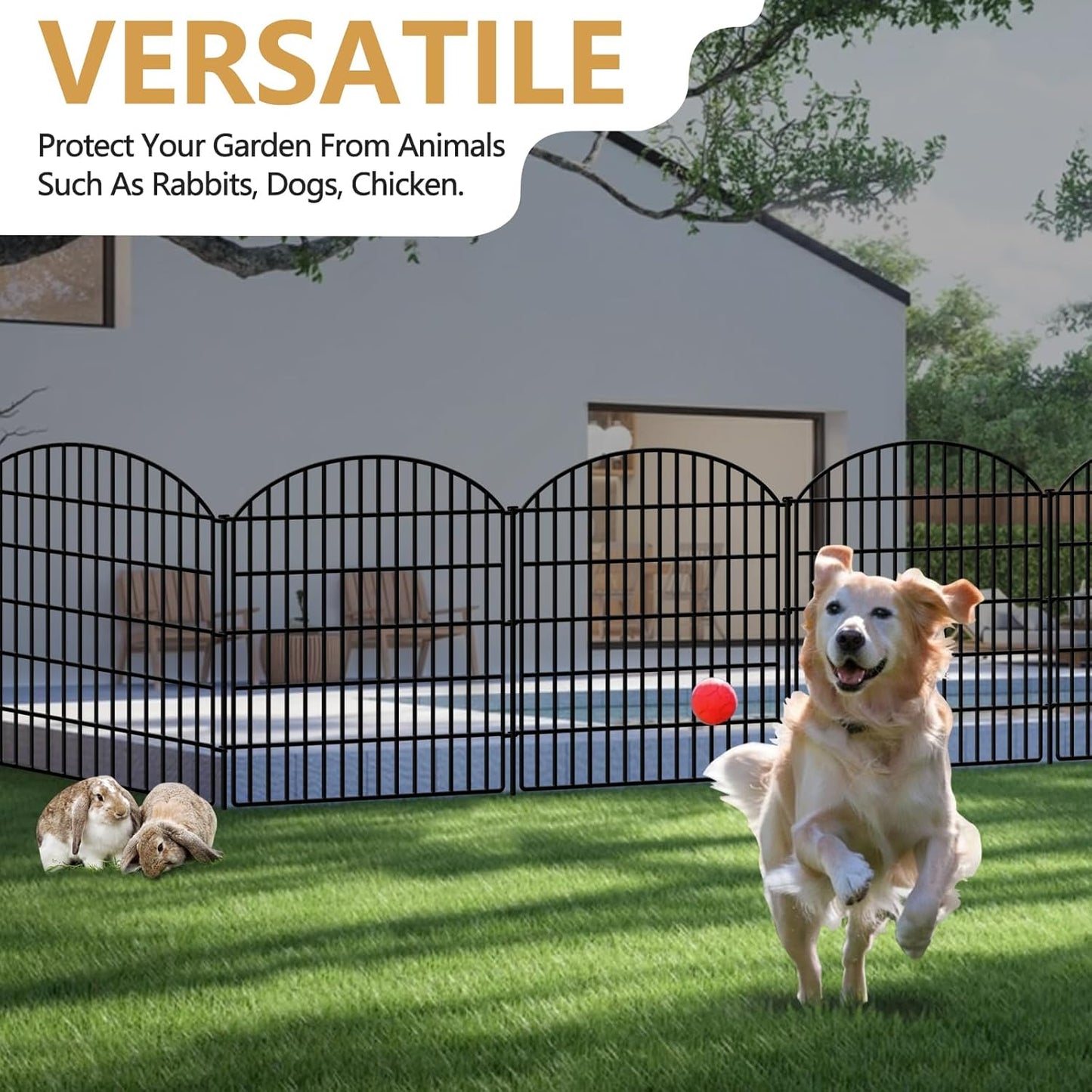 18 Panels Decorative Garden Fence, 33in (H) x 40.16 (L) No Dig Dog Fences Outdoor for Yard, Rustproof Tall Fencing Panel, Animal Barrier Suitable for Yard Border, Patio, and Temporary Camping Use