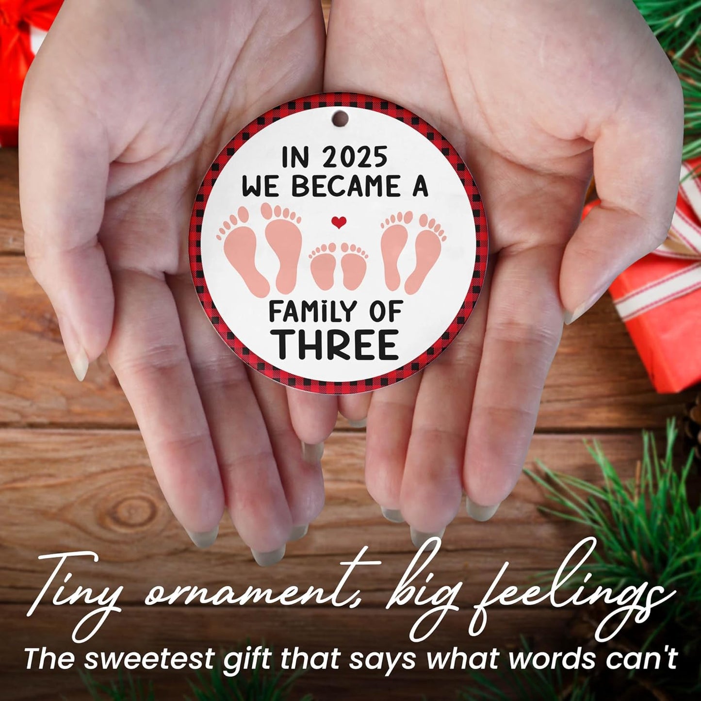 OASSIE Pregnancy Announcement for Grandparents - Ceramic Christmas Ornaments 2025 for Tree Decorations - New Mom Gifts for Women, New Dad Gifts for Men, Baby's First Christmas Ornament