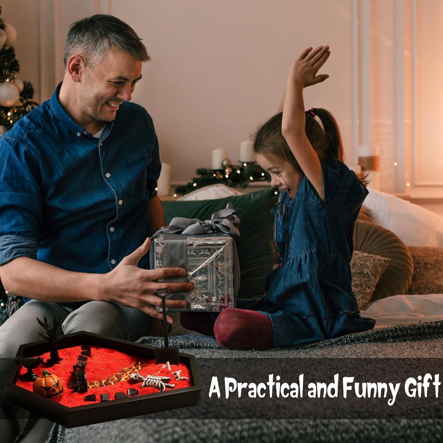 Coffin Zen Garden for Desk 7" x 9" Mini Zen Garden Kit Accessories for Office Coffin Spooky Decor Tray Spooky Gifts Gothic Decor Gifts for Man Women