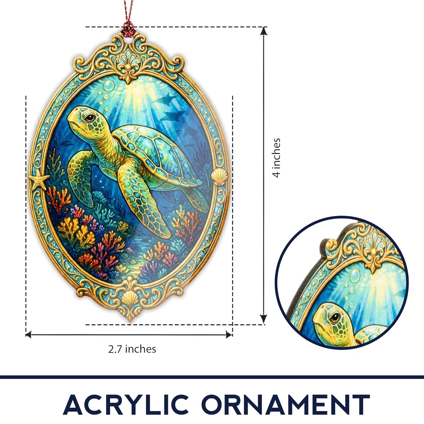 Turtle gifts, turtle gifts for women, sea-turtle decor, turtles, Beach themes, Christmas ornament 2025, Suncatcher Effect stained glass window hanging, car hanging accessories