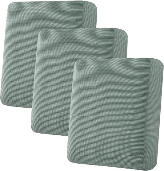 H.VERSAILTEX Super Stretch Individual Seat Cushion Covers Sofa Covers Couch Cushion Covers Slipcover Sets Thick Jacquard Textured Twill Fabric (3 Piece Sofa Cushion Covers, Sage)