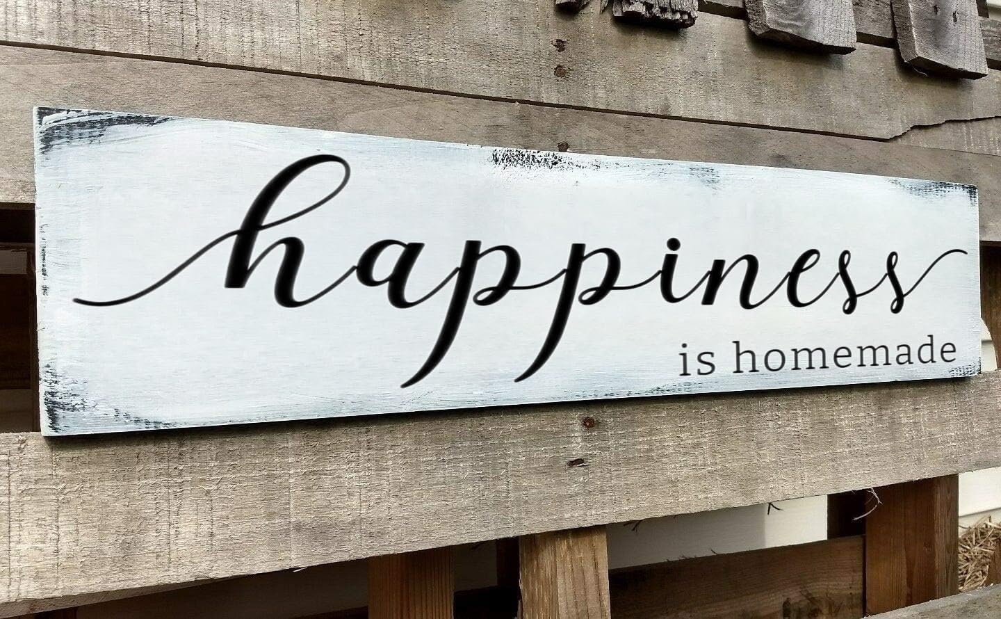 Happiness is Homemade Sign, Farmhouse Kitchen Sign,Rustic Wooden Kitchen Wall Decor for Dining Room (Happiness) 4x16 Inch