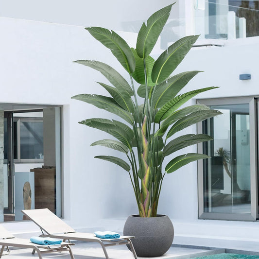 9FT Artificial Bird of Paradise Tree(108in) Tall Faux Plant with Large Trunks and Realistic 25 Leaves, Fake Tropical Floor Potted Artificial Plants for Home Office Indoor Decor (9feet,1Pack)