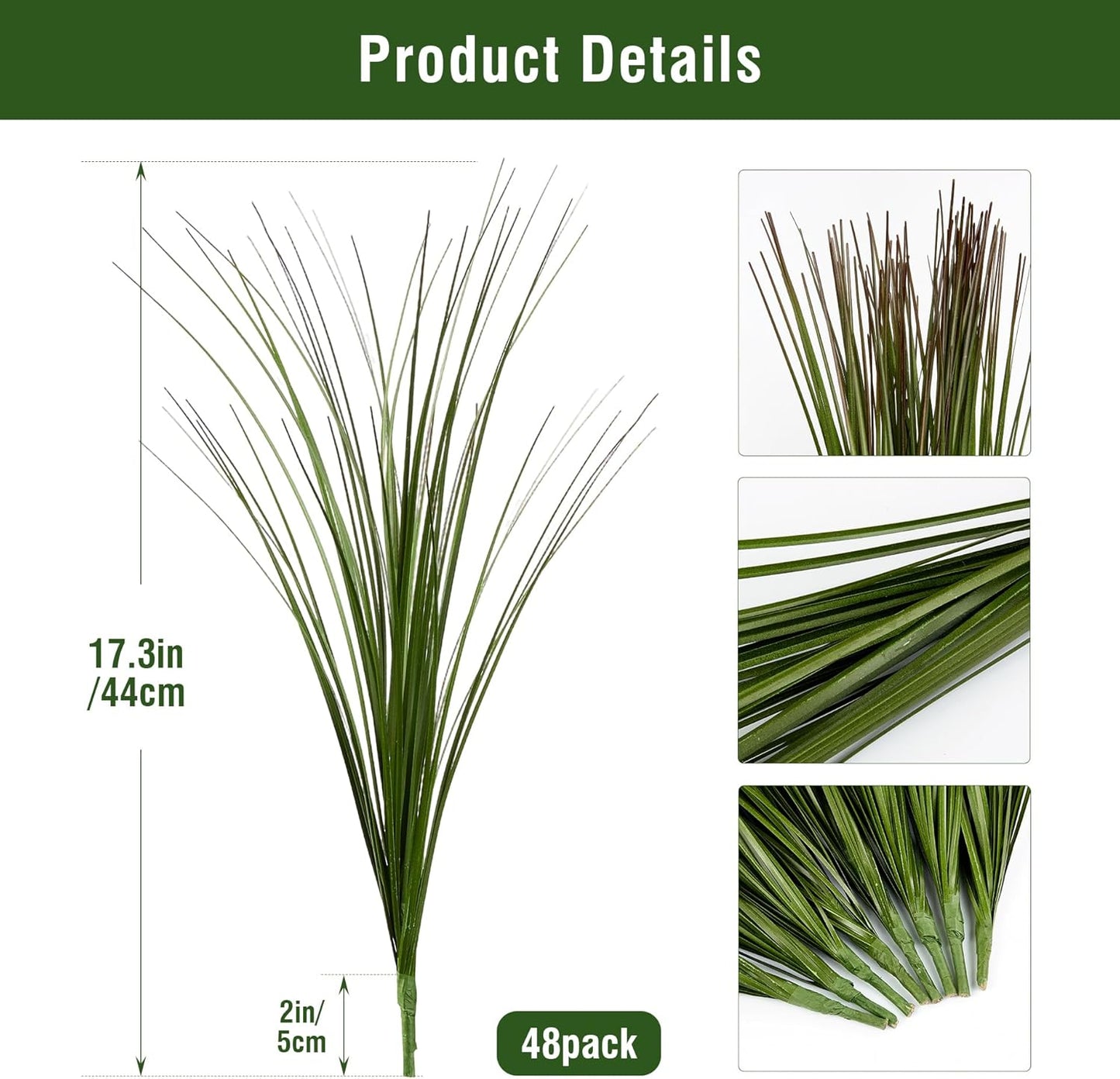 48PCS 17.3" Fake Plants Artificial Wheat Grass Greenery Plastic Plants Fake Grass Artificial Plants for Outdoor Decor Artificial Grass Plant with Greenery Stems for Indoor Home Decoration