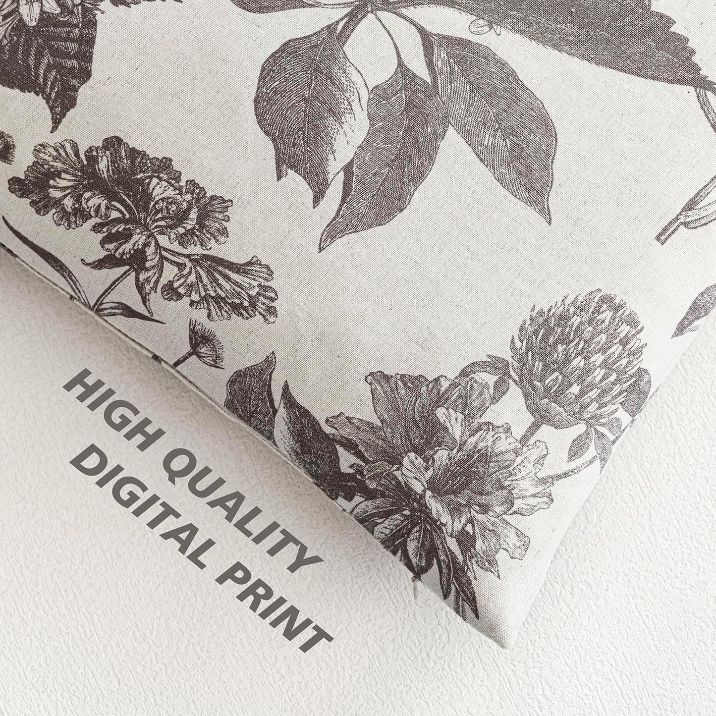 Foindtower Set of 2 Linen Floral Vintage Throw Pillow Covers Neutral Accent Decorative Cushion Covers Farmhouse Boho Home Decor for Sofa Chair Couch Bedroom Living Room Outdoor,18×18 Inch,Light Gray