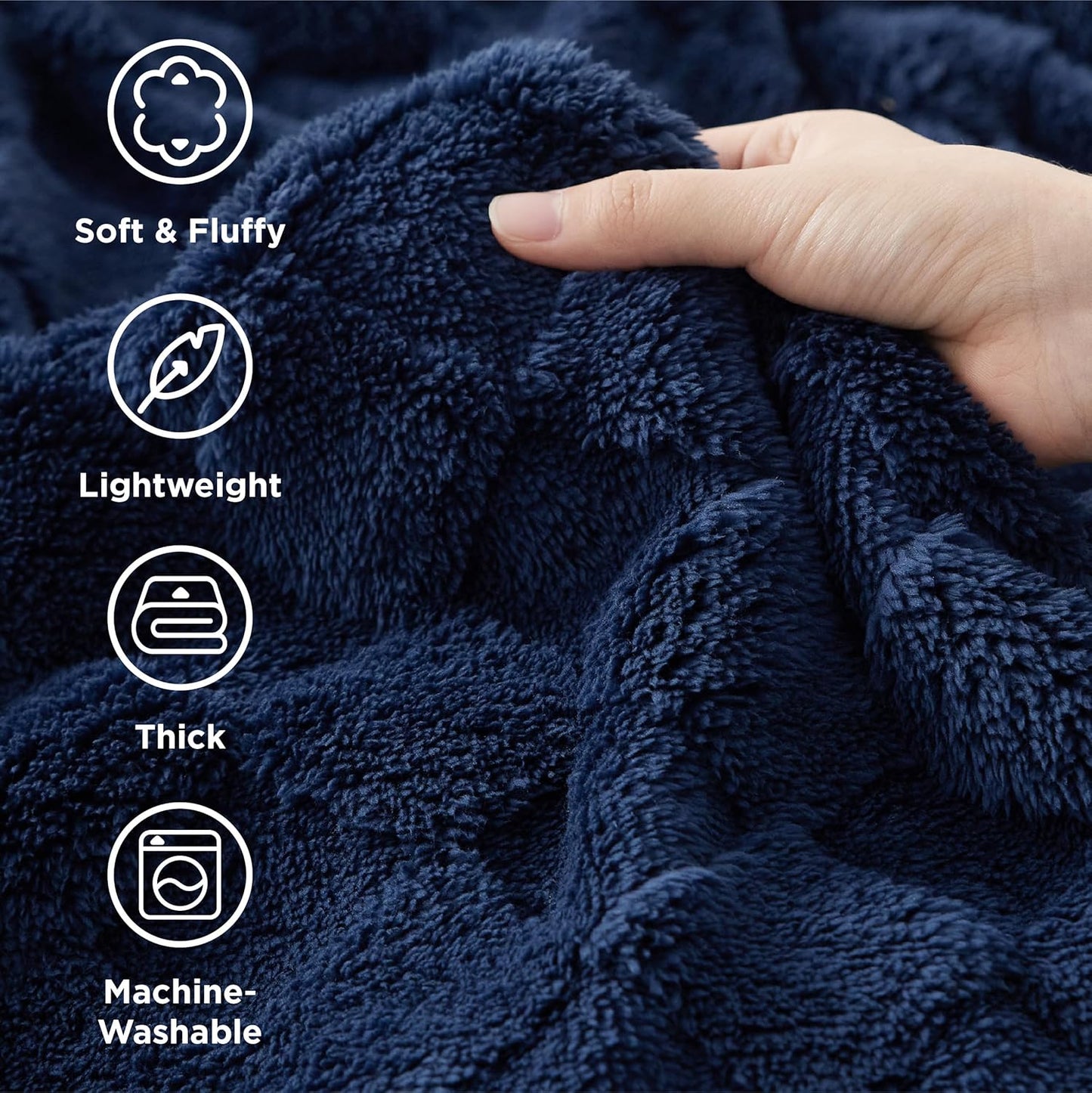 Bedsure GentleSoft King Size Blanket for Bed - Super Soft Cozy Blankets for Women Men Girls, Large Fuzzy Fleece Throw for Bedroom Decor, Navy Blue,108x90 Inches