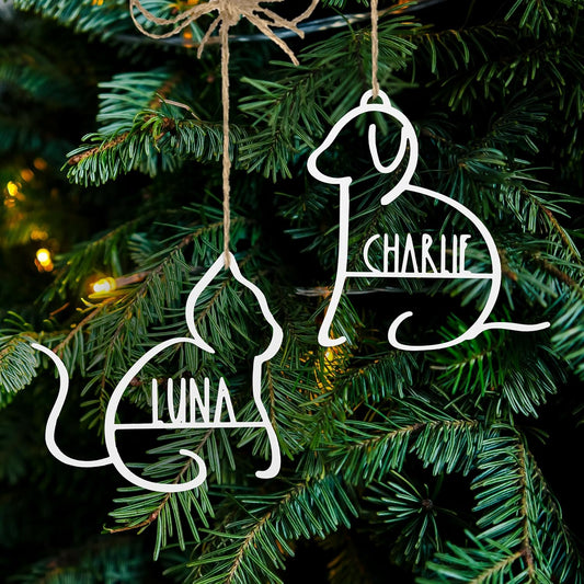 Man's Best Friend Personalized Pet Ornaments (2 Pack; 4 Inch) - Custom Name and Personalized Dog and Paw Design Christmas Ornaments for Christmas Tree