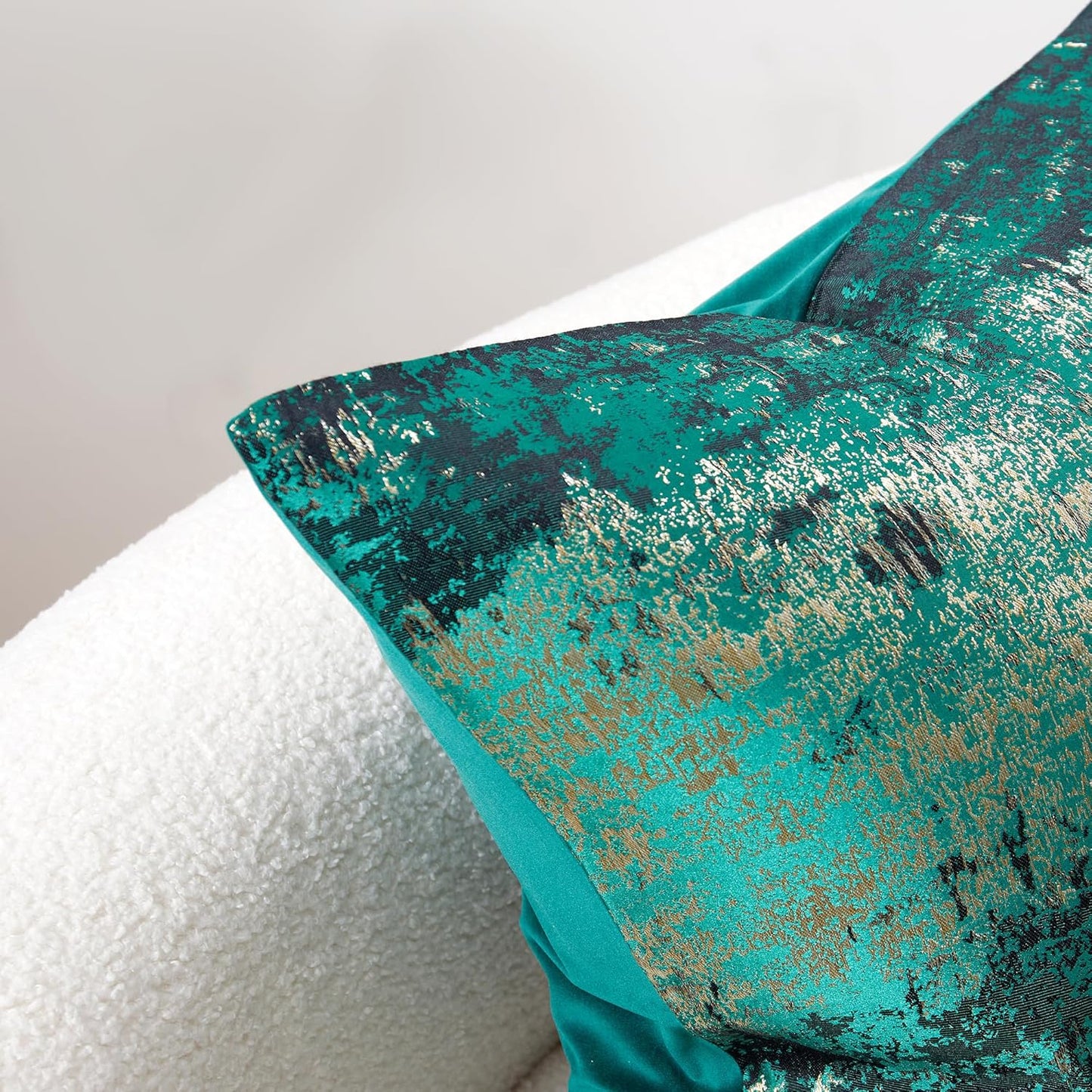 THE-TINOART Luxury Neon Moss Green Jacquard Pillow Cover 20x20 - Reversible Gold Threaded Embroidered Design, Holiday Throw Pillow Case for Couch, Sofa, Bed Décor