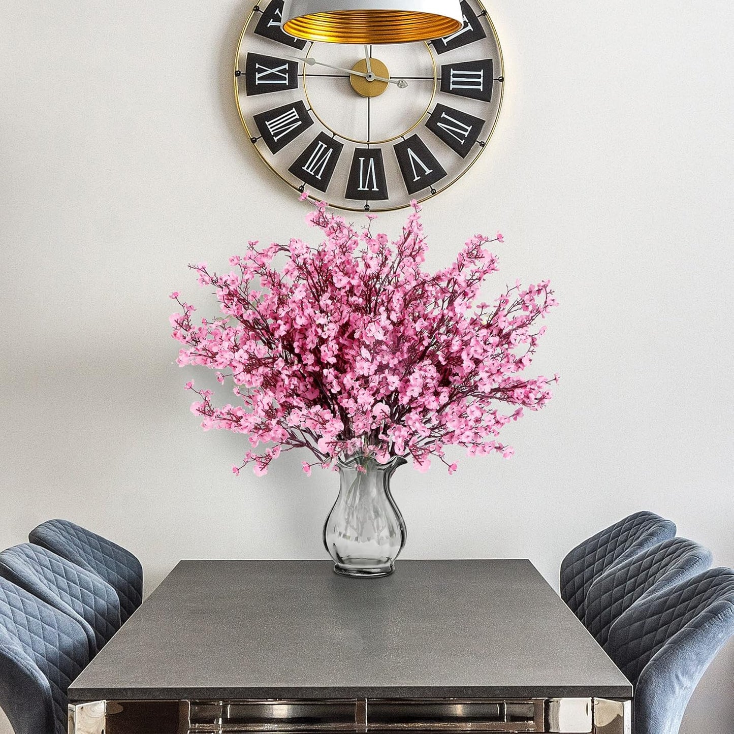 Sggvecsy 6 Pcs Babys Breath Artificial Flowers Gypsophila Bouquets Bulk Real Touch Fake Silk Flowers for Home Wedding DIY Floral Arrangement Kitchen Table Centerpiece Festival Decoration (Pink)