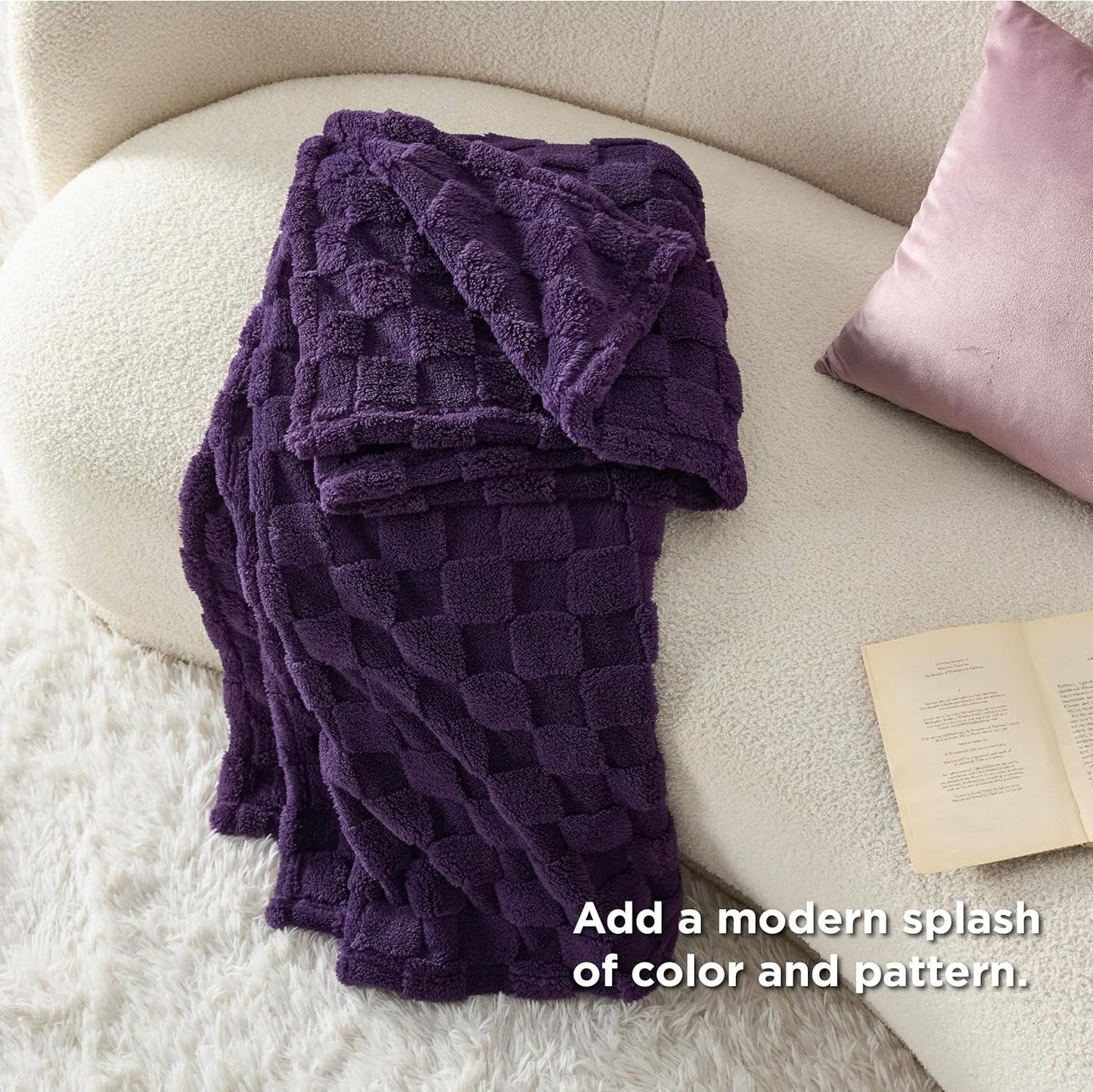 Bedsure GentleSoft Twin Blanket for Bed Purple - Super Soft Cozy Blankets for Women Men Girls, Cute Fuzzy Fleece Throws for Bedroom Couch, 60x80 Inches