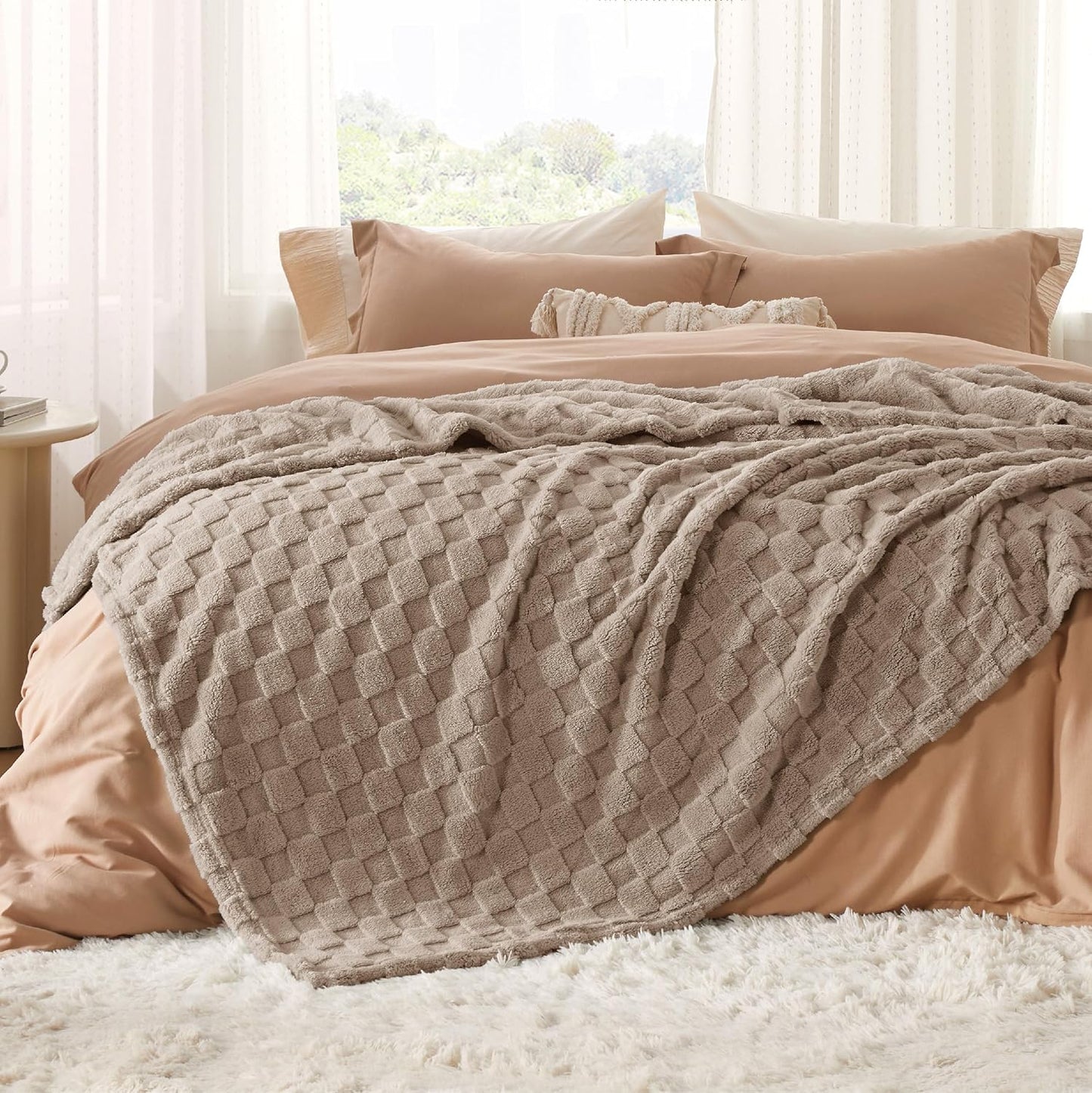 Bedsure GentleSoft California King Blanket for Bed - Super Soft Cozy Blankets for Women Men Girls, Large Fuzzy Fleece Throw for Bedroom Decor, Light Taupe, 102x96 Inches