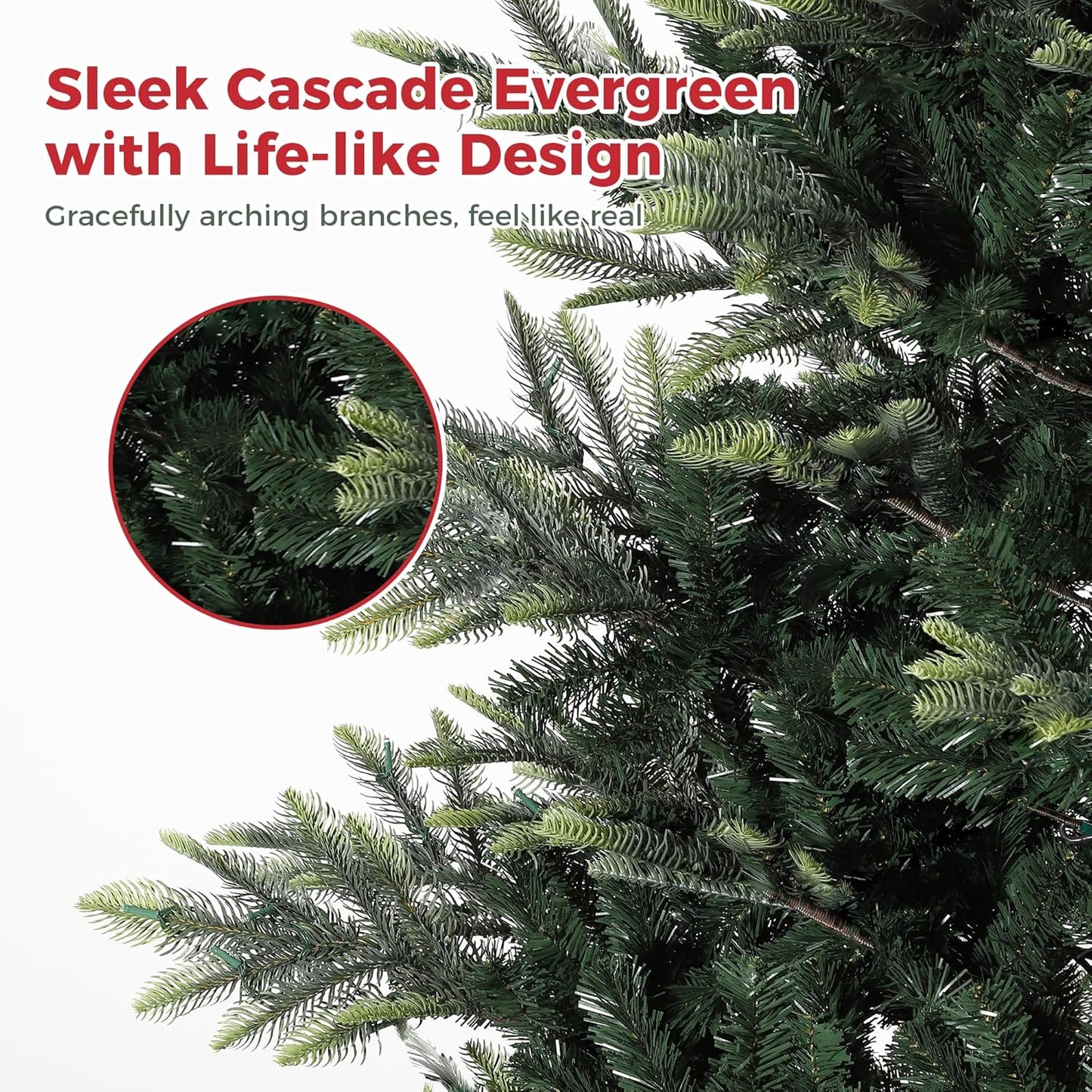 7.5ft Pre-lit Artificial Christmas Tree,Spruce Prelit Christmas Trees for Home,Office,Party Thickened PE&PVC Branch Tips & UL Listed Lights Incandescent Warm White,Fire-Resistant Automatic Branches