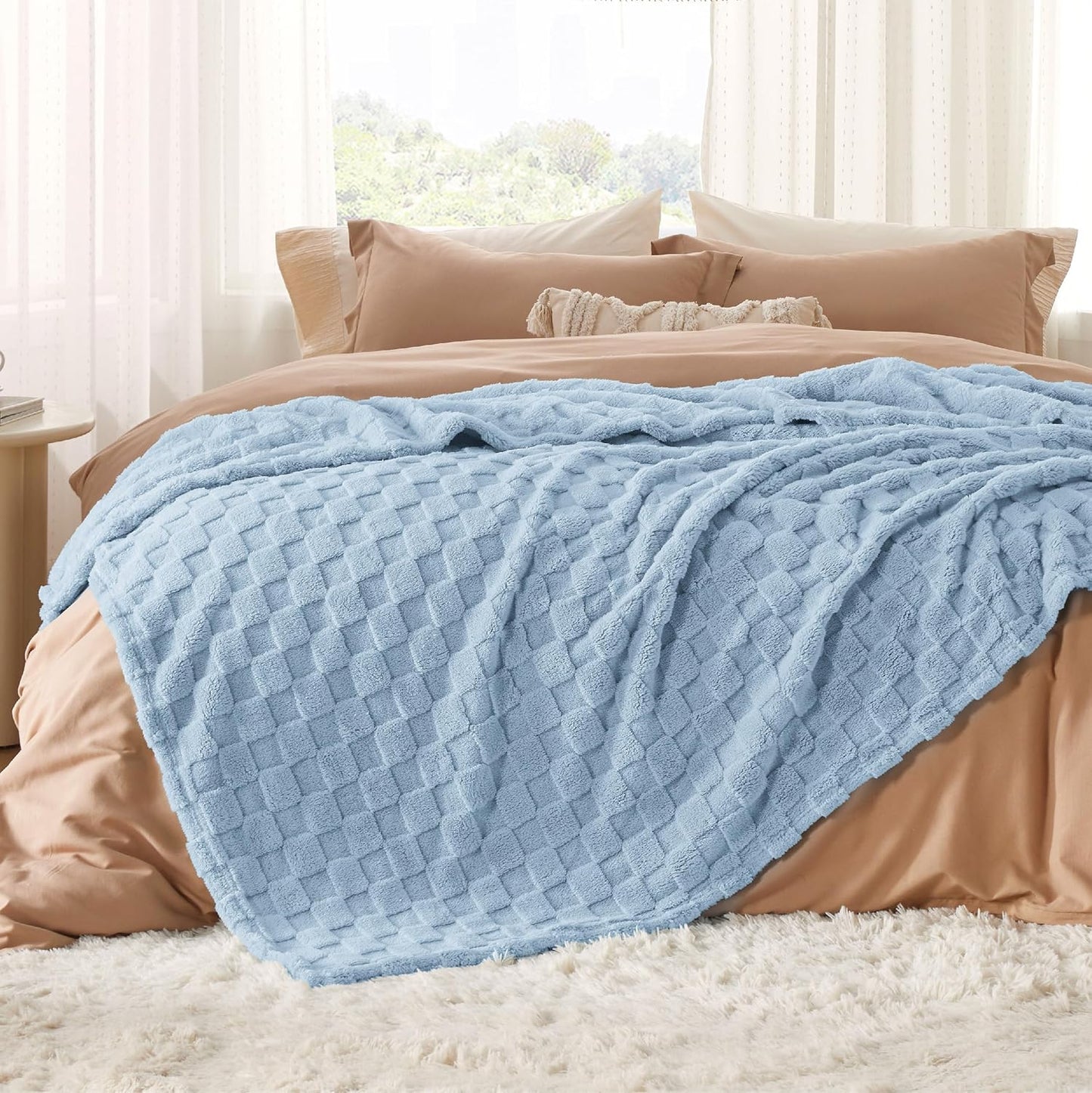 Bedsure GentleSoft King Size Blanket for Bed - Super Soft Cozy Blankets for Women Men Girls, Large Fuzzy Fleece Throw for Bedroom Decor, Light Blue,108x90 Inches