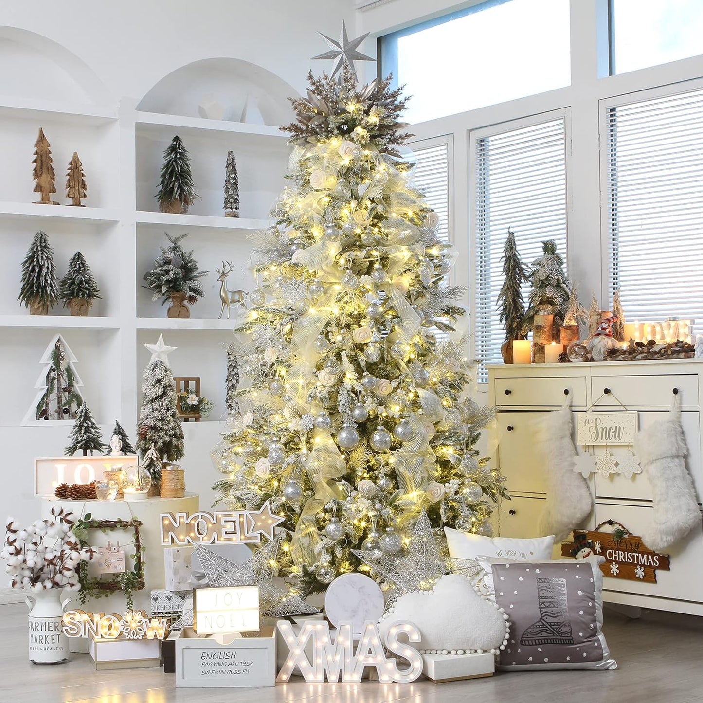 Sea Team Shatterproof Clear Plastic Christmas Ball Ornaments Decorative Xmas Balls Baubles Set with Stuffed Delicate Decorations (60mm/2.36 inch 30-Pack, Silver)