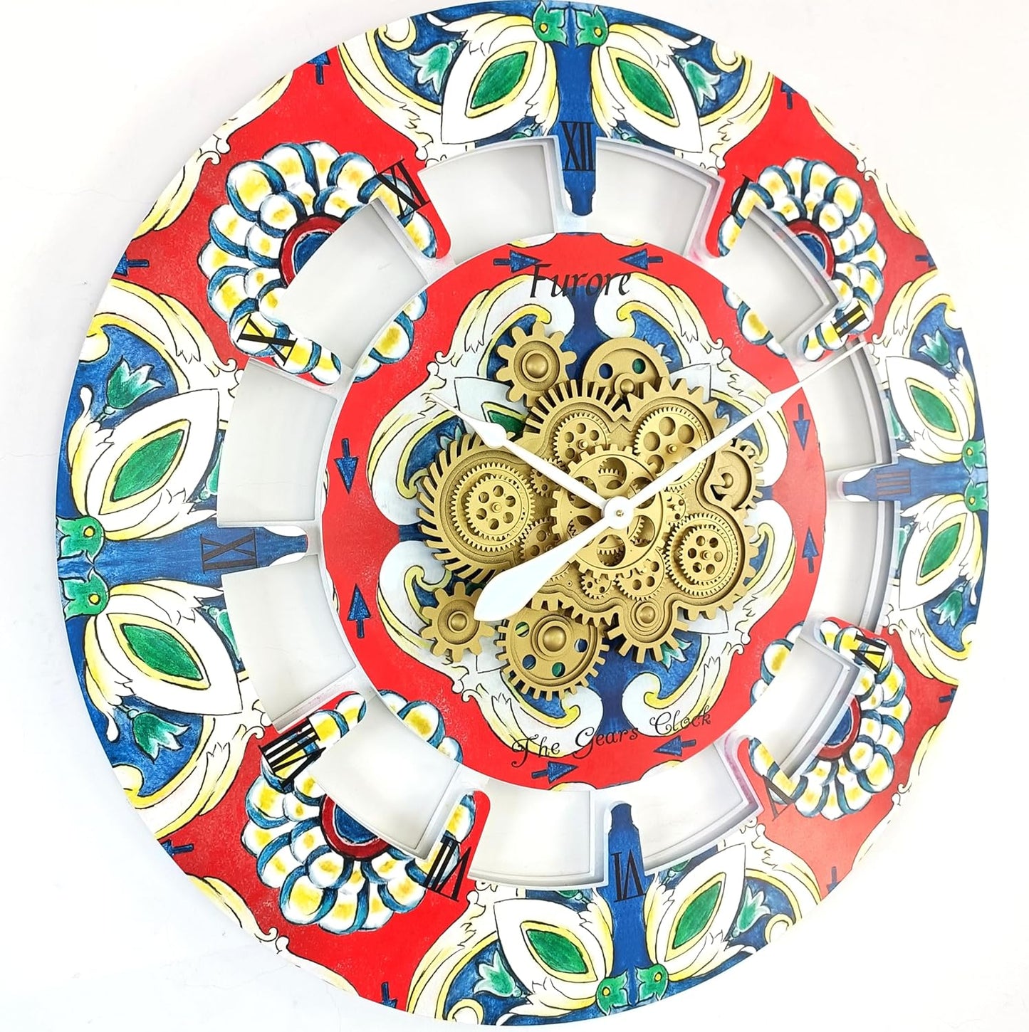 The Gears Clock Wall Clock Italy Collection with Moving Gears (Furore, 36 inch Round)