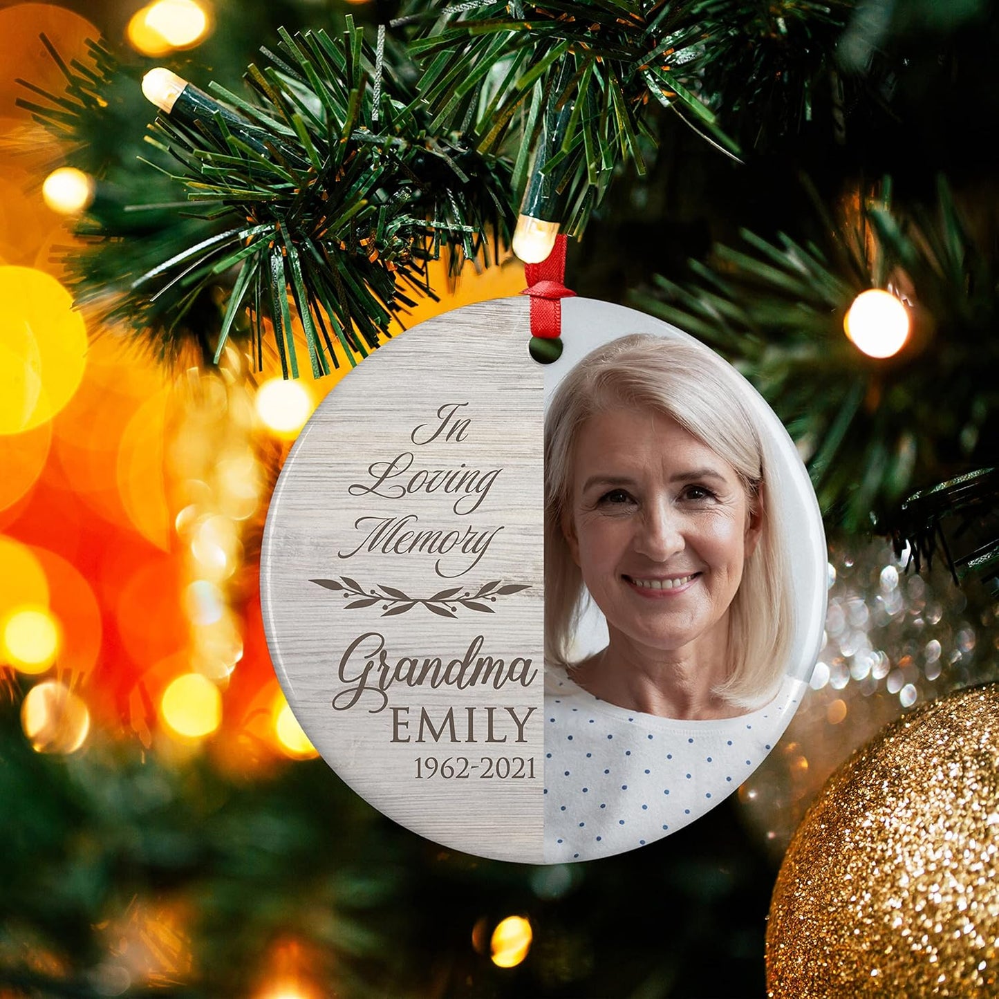 in Loving Memory, Memorial Christmas Ornament Personalized with Photo, Name & Date - Upload Photo & Picture - 7 Designs, Memorial Ornaments Loss of Loved Ones – D7