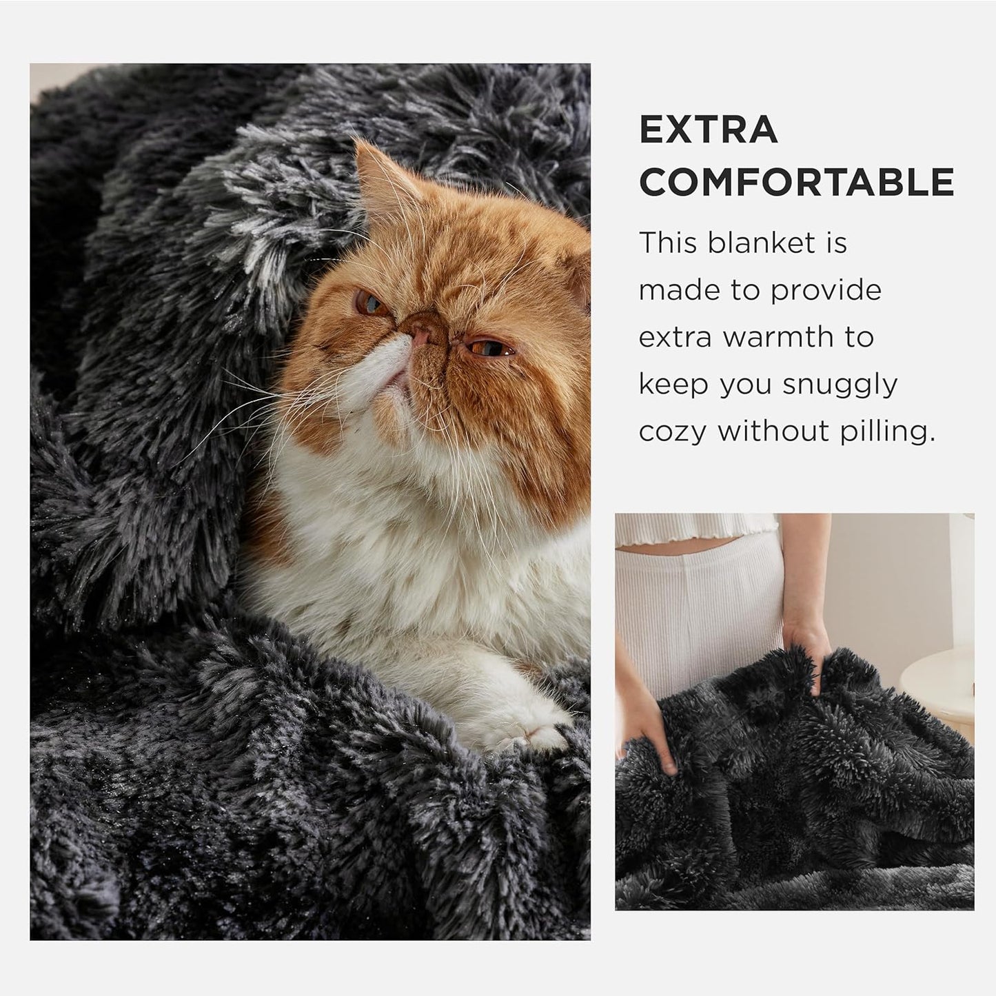 Bedsure GentleSoft Fluffy Tie Dye Black Blankets Queen Size for Bed, Thick Sherpa Faux Fur Fleece Fuzzy Plush Winter Warm Soft Queen Blankets, Black Bedroom Decor Cozy Gifts for Women Men, 90x90