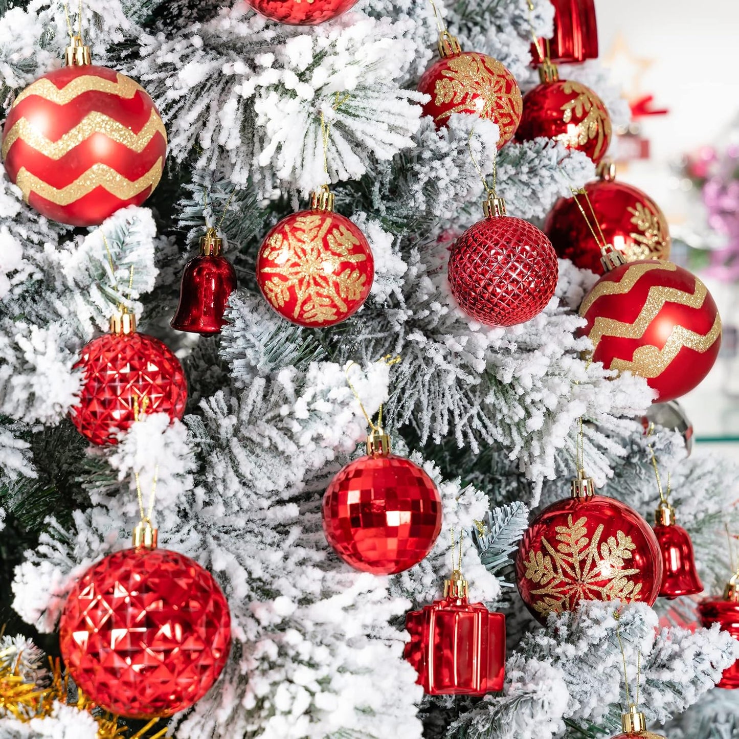 116Pcs Red Christmas Ball Ornaments Set, Shatterproof Christmas Hanging Decoration Set with Gift Box, Assorted Decorative Baubles Set for Xmas Tree/Home/Wedding/Party/Holiday (Red)