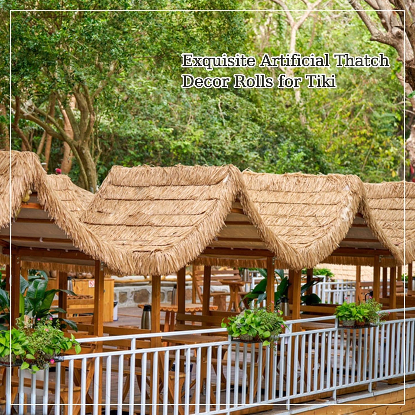 Premium Mexican Style Artificial Palm Thatch Roof Rolls. 5 Lengths, 2 Colors. Waterproof. Easy Install. Ideal for Tiki Bars, Parties, Gardens & Fences (4ft x 16in - Straw Yellow)