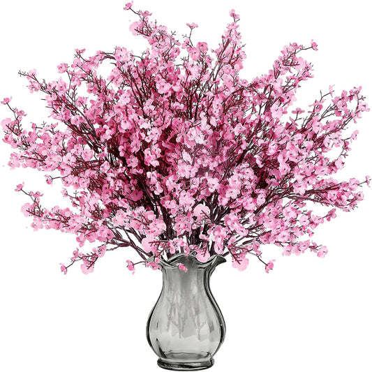 Sggvecsy 6 Pcs Babys Breath Artificial Flowers Gypsophila Bouquets Bulk Real Touch Fake Silk Flowers for Home Wedding DIY Floral Arrangement Kitchen Table Centerpiece Festival Decoration (Pink)